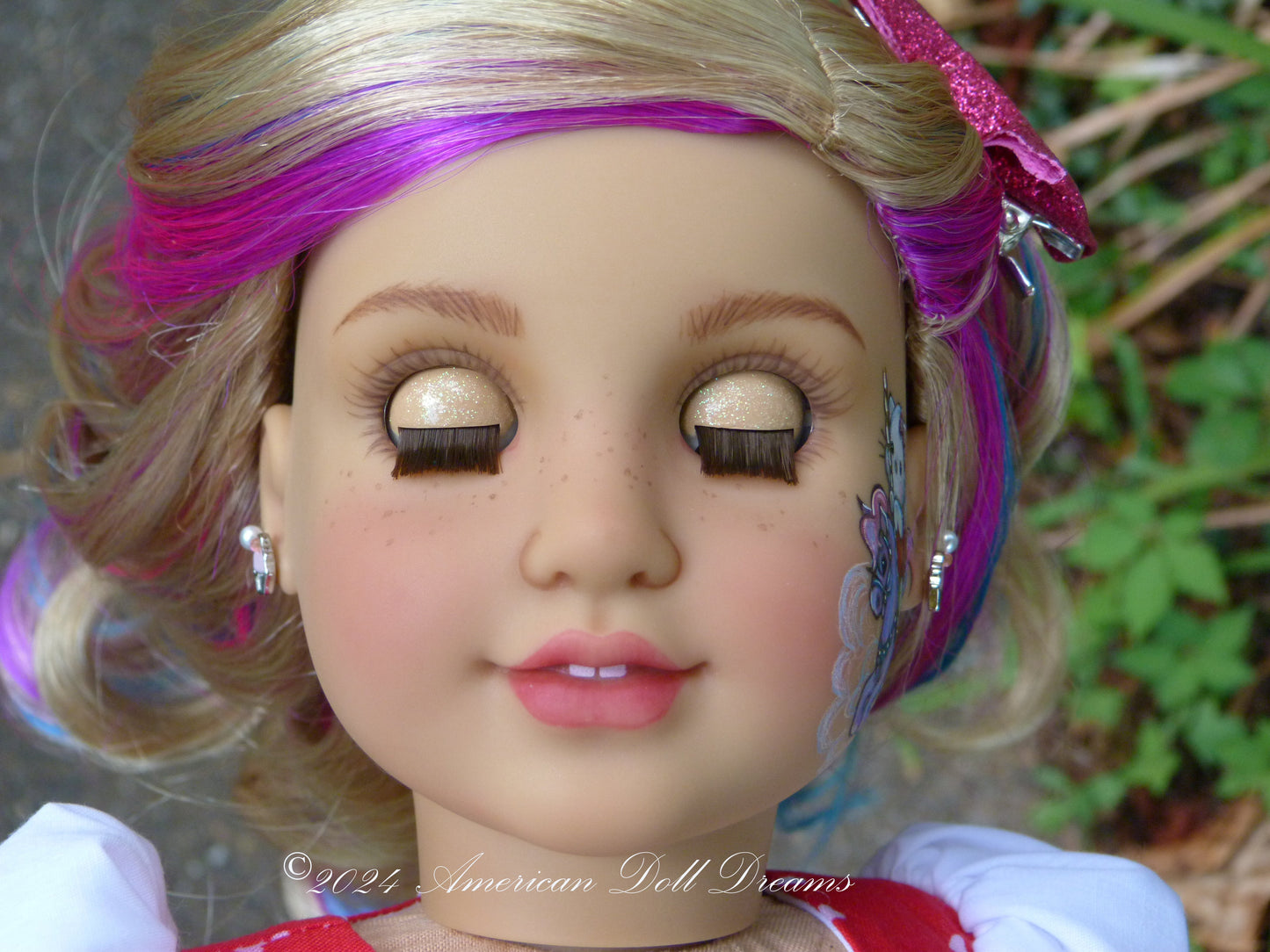 OOAK American Girl 18 Inch Doll Hand Painted Eyes Custom Kitty