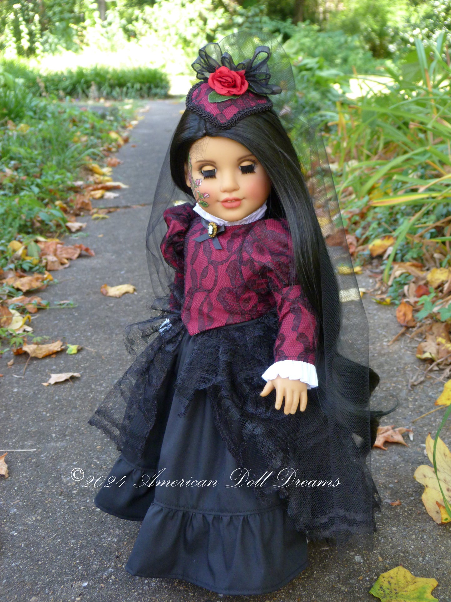 OOAK American Girl 18 Inch Doll Hand Painted Halloween Gothic Victorian Nocturne