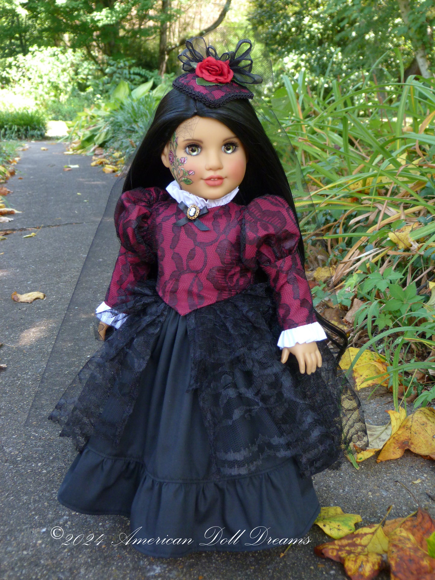 OOAK American Girl 18 Inch Doll Hand Painted Halloween Gothic Victorian Nocturne