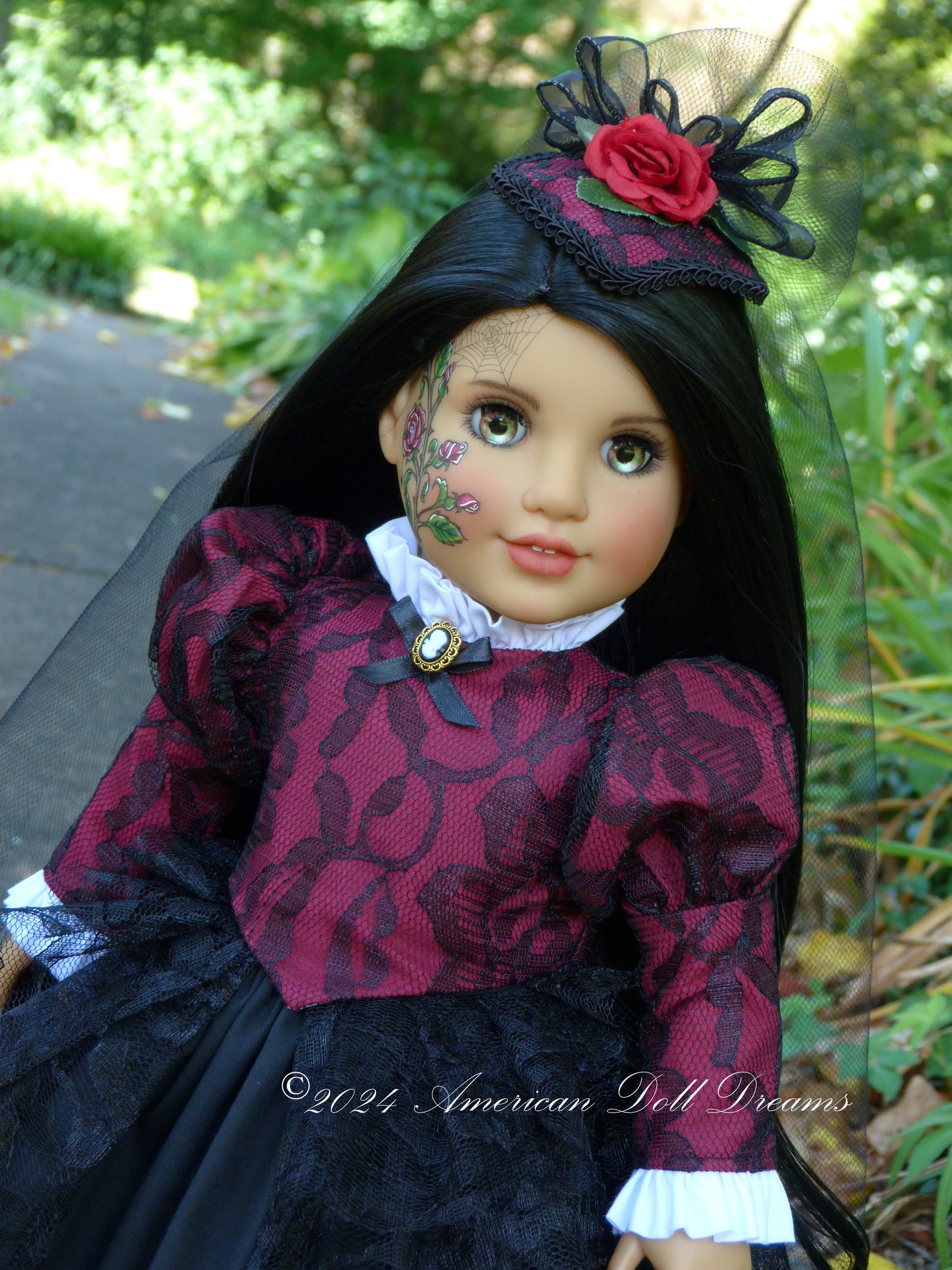 OOAK American Girl 18 Inch Doll Hand Painted Halloween Gothic Victorian Nocturne