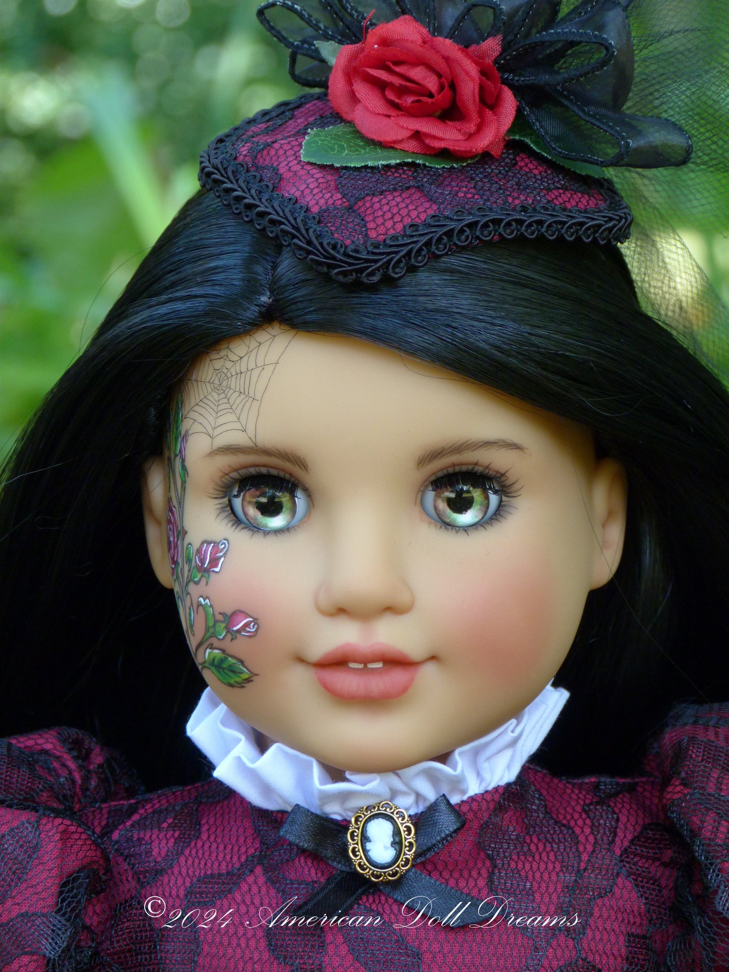 OOAK American Girl 18 Inch Doll Hand Painted Halloween Gothic Victorian Nocturne