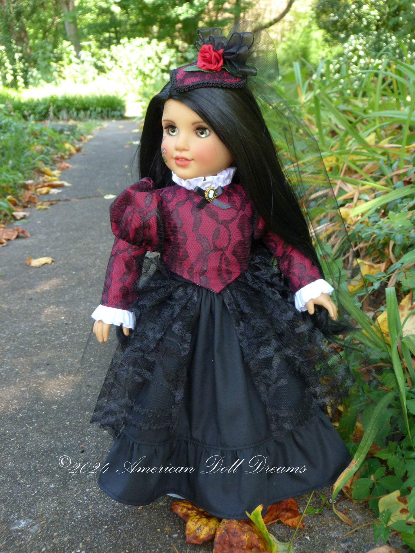 OOAK American Girl 18 Inch Doll Hand Painted Halloween Gothic Victorian Nocturne