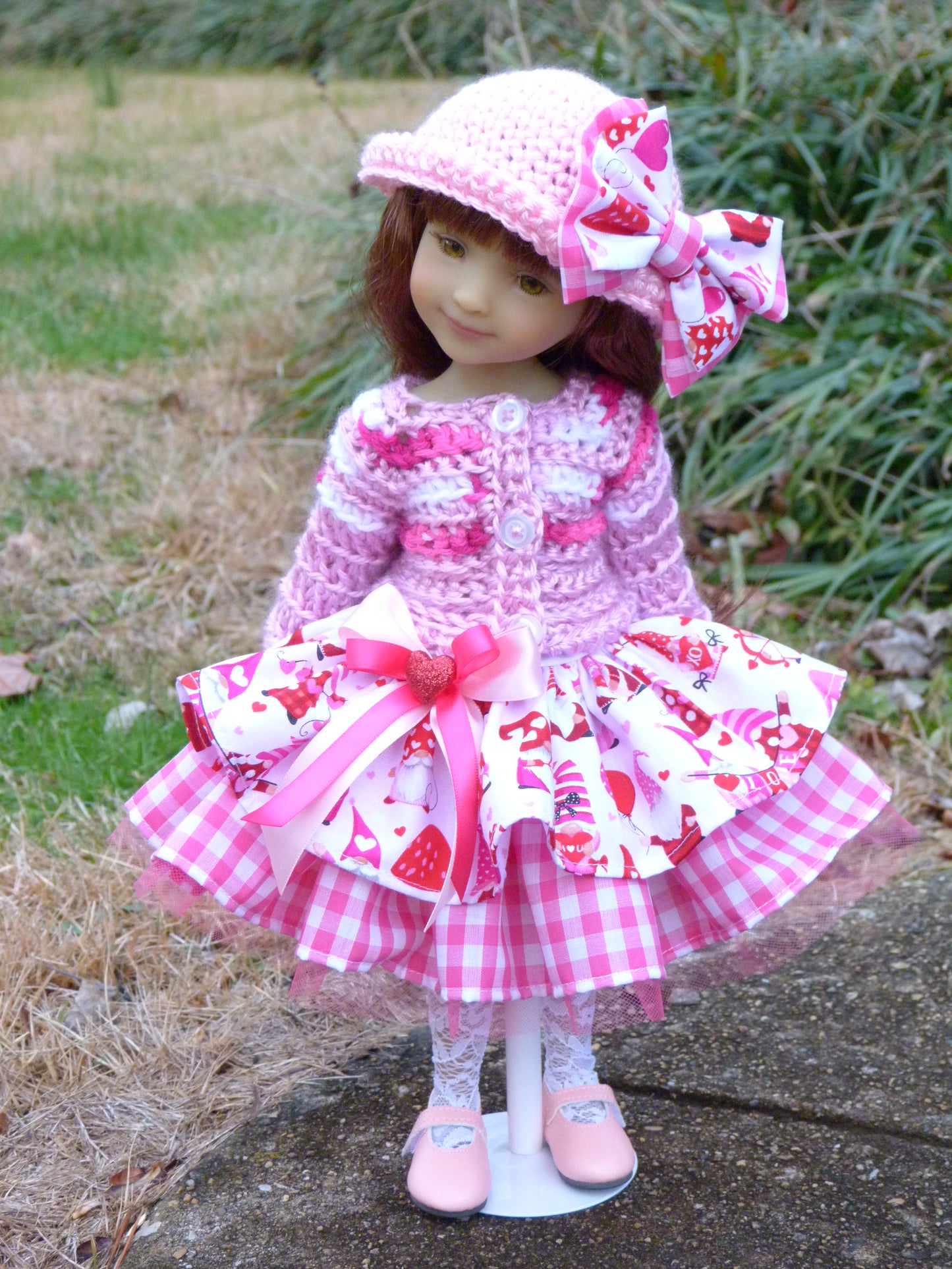 Love Gnomes Valentine Outfit Handmade to fit 14.5 Inch Ruby Red Fashion Doll