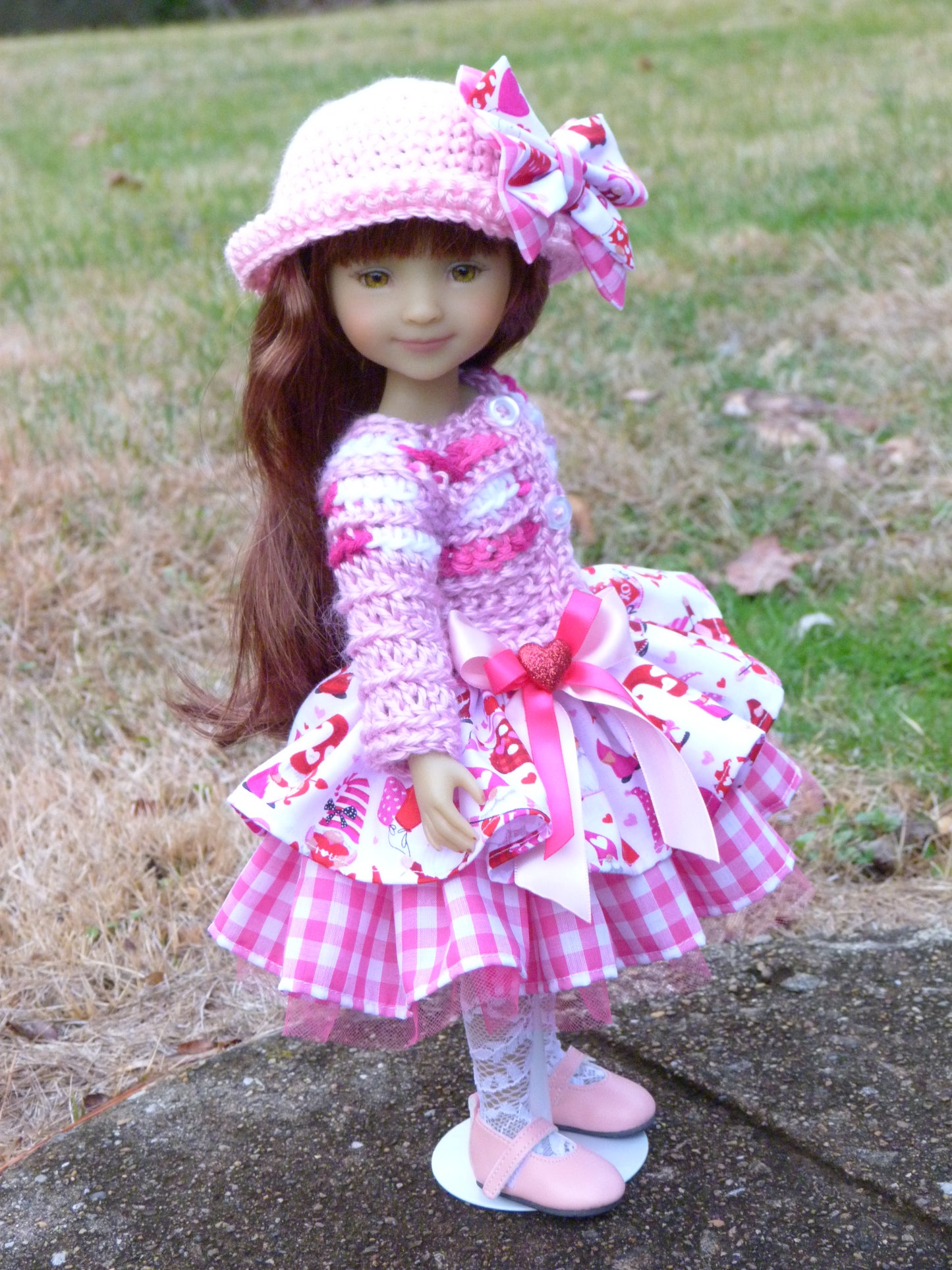 Love Gnomes Valentine Outfit Handmade to fit 14.5 Inch Ruby Red Fashion Doll