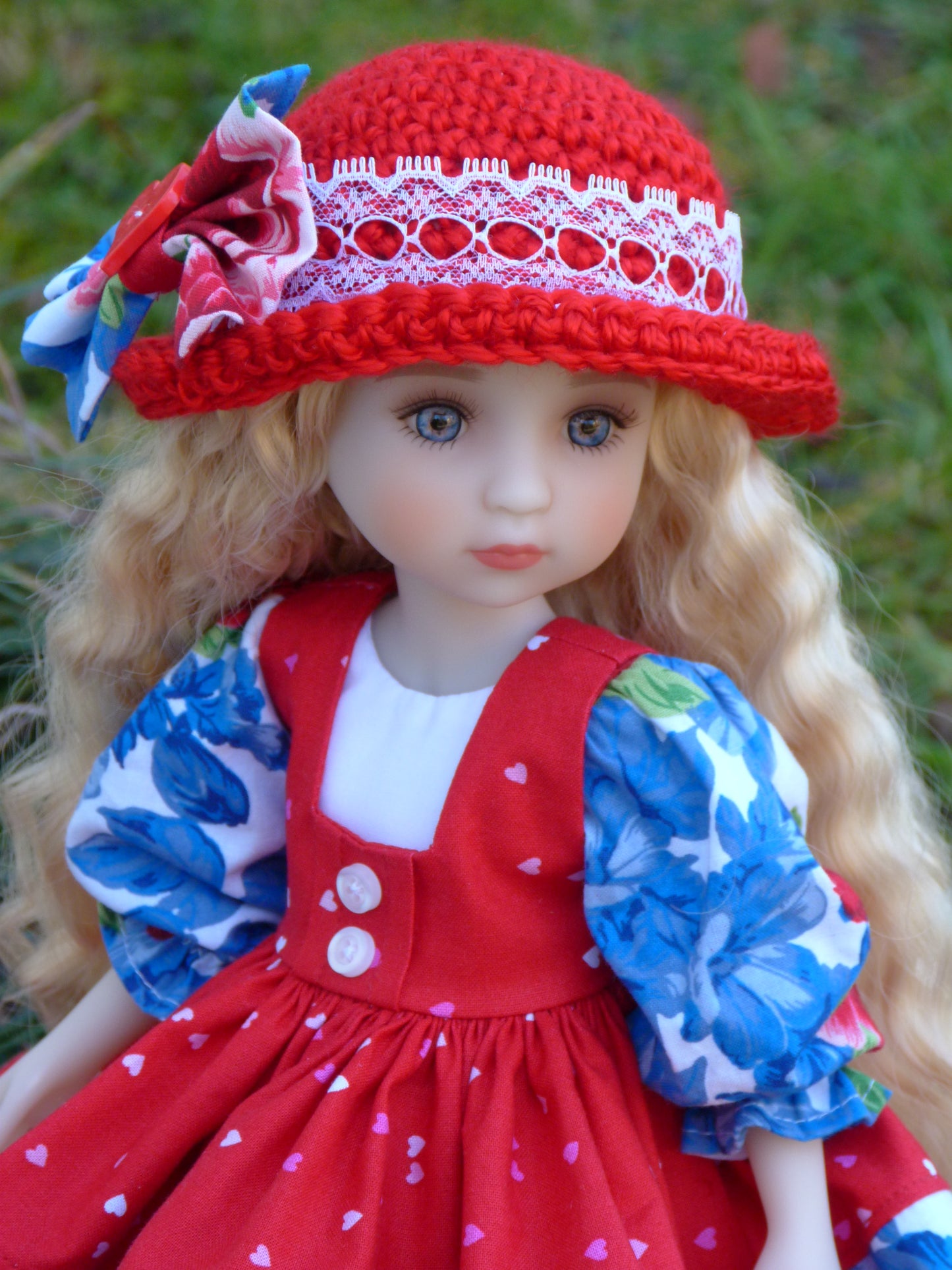 Roses are Red, Violets are Blue Outfit Handmade to fit 14.5 Inch Ruby Red Fashion Doll