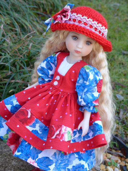 Roses are Red, Violets are Blue Outfit Handmade to fit 14.5 Inch Ruby Red Fashion Doll