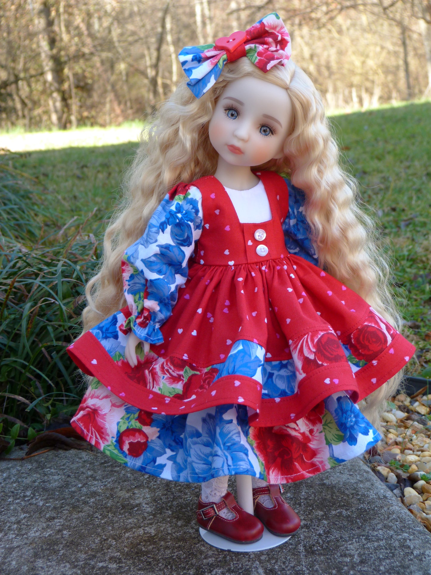 Roses are Red, Violets are Blue Outfit Handmade to fit 14.5 Inch Ruby Red Fashion Doll