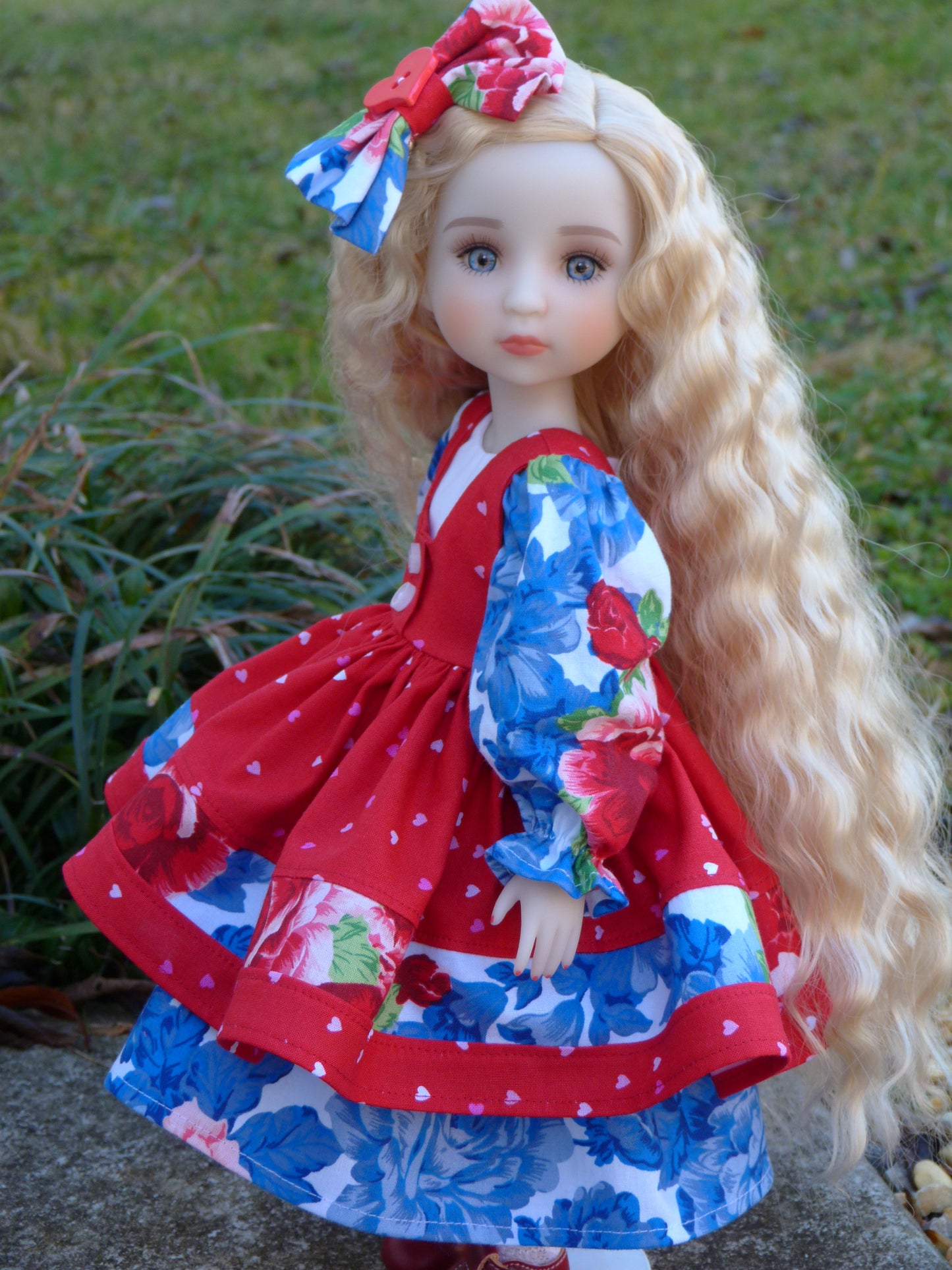 Roses are Red, Violets are Blue Outfit Handmade to fit 14.5 Inch Ruby Red Fashion Doll