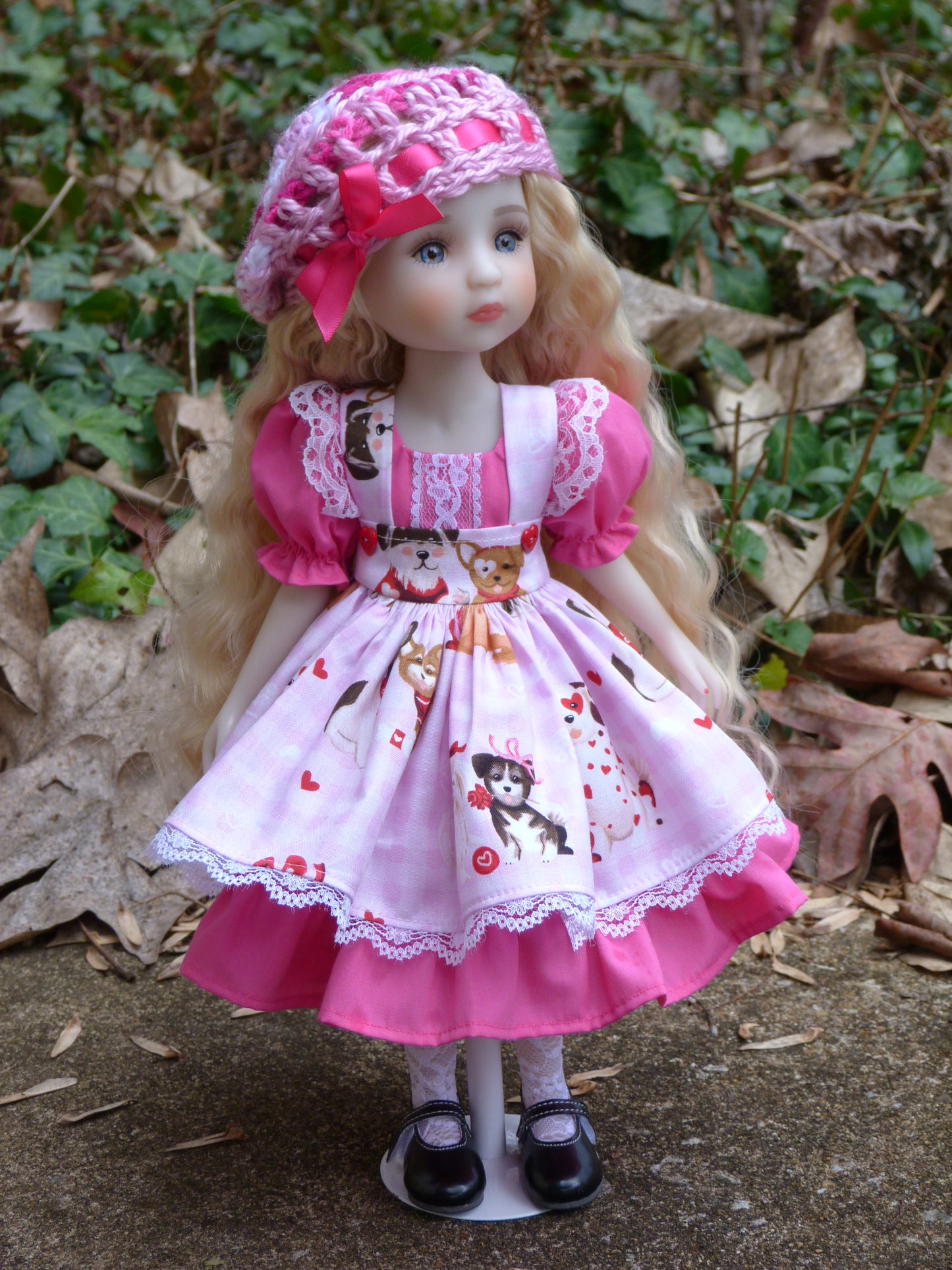 Puppy Love Valentine Outfit Handmade to fit 14.5 Inch Ruby Red Fashion Doll