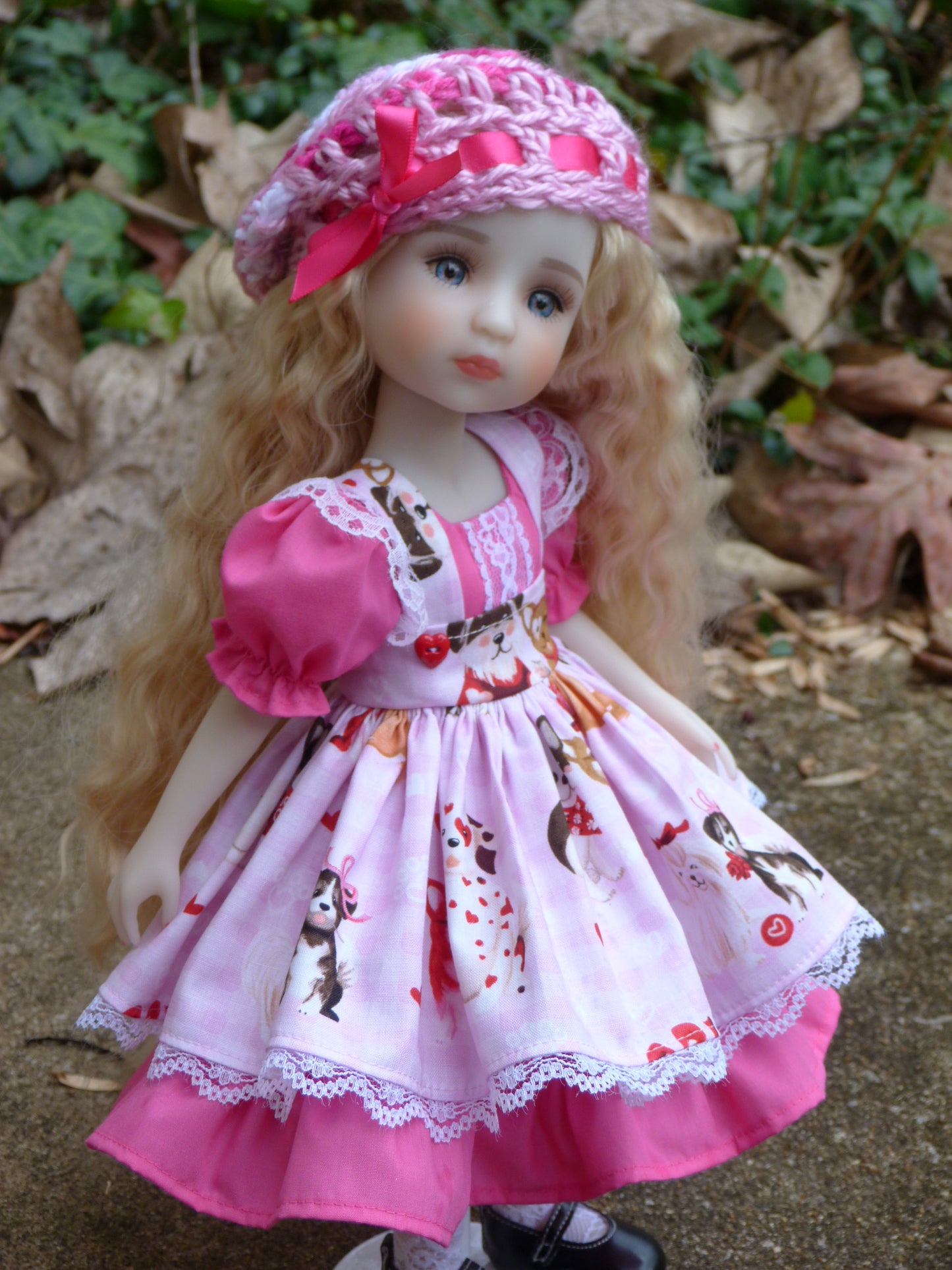 Puppy Love Valentine Outfit Handmade to fit 14.5 Inch Ruby Red Fashion Doll