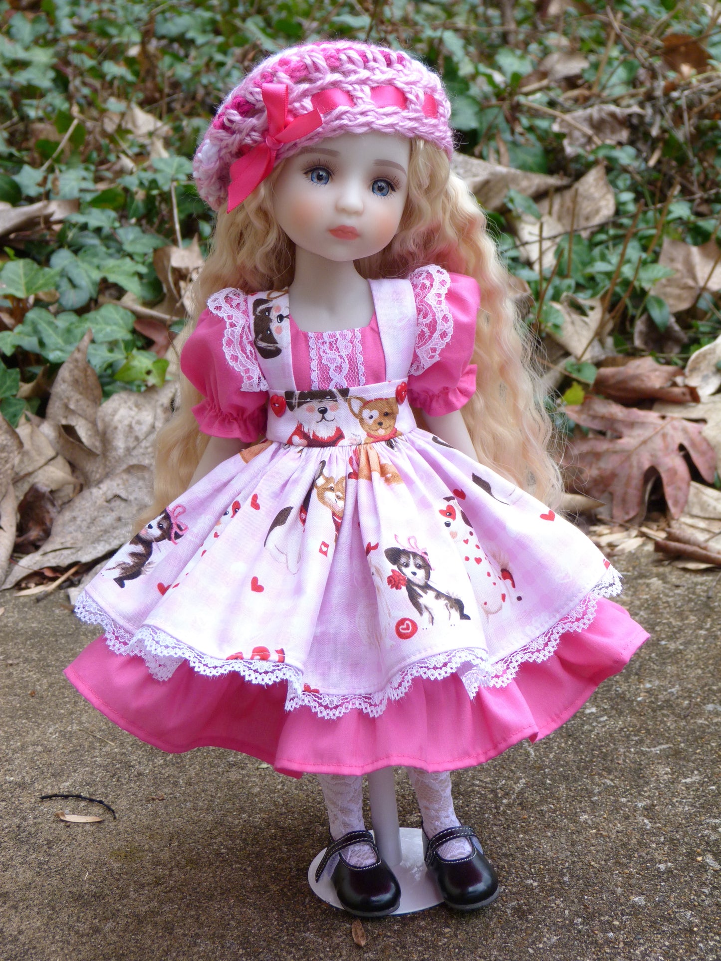 Puppy Love Valentine Outfit Handmade to fit 14.5 Inch Ruby Red Fashion Doll