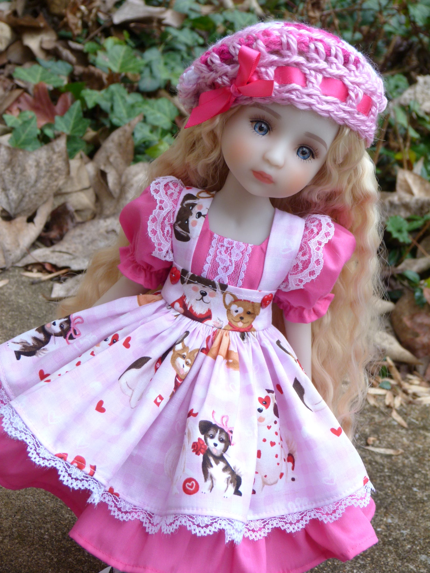 Puppy Love Valentine Outfit Handmade to fit 14.5 Inch Ruby Red Fashion Doll