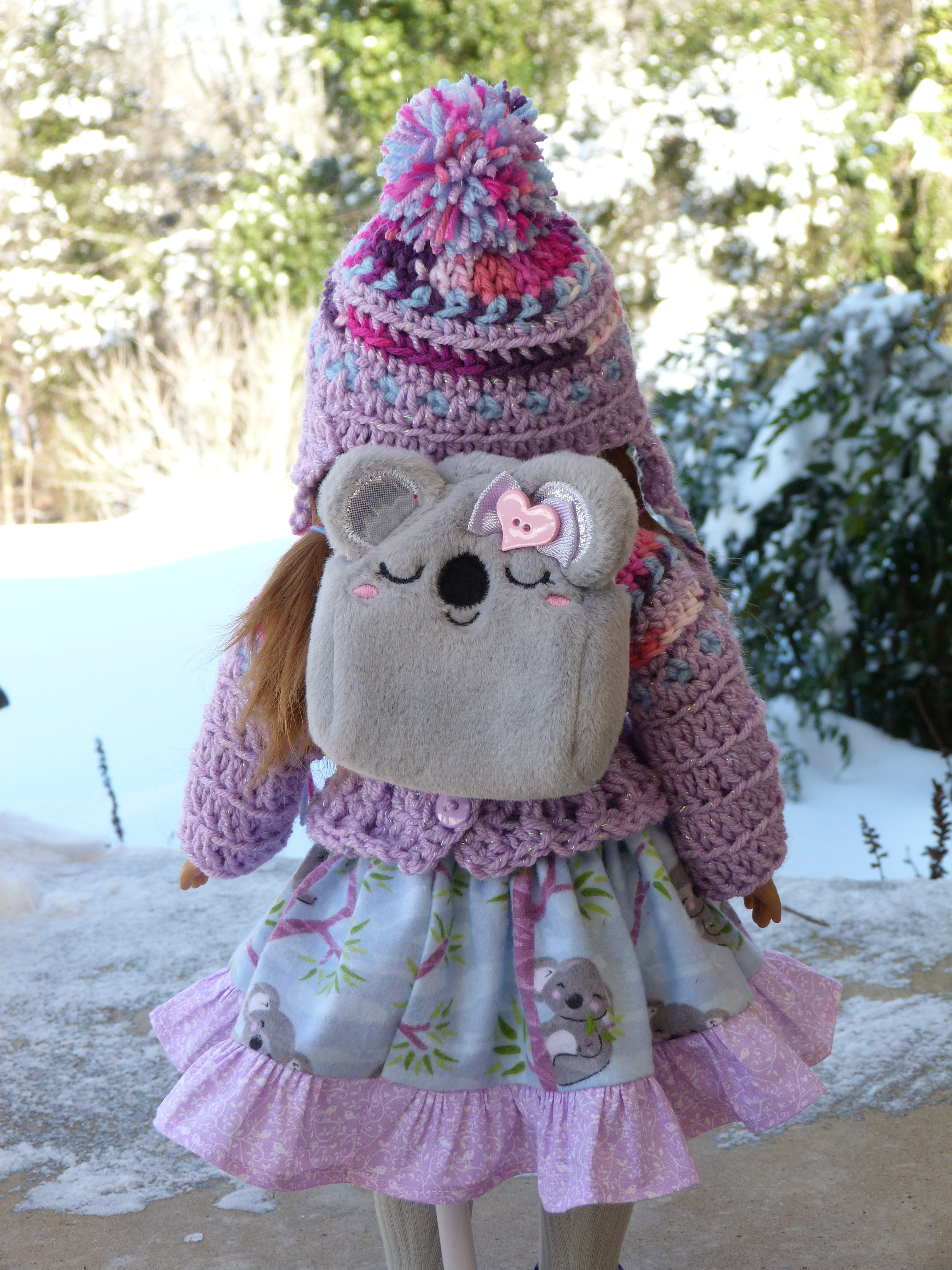 Cozy Koala Bear Outfit for 18 Inch Doll Crocheted Hat Sweater Clothes American Doll Dreams