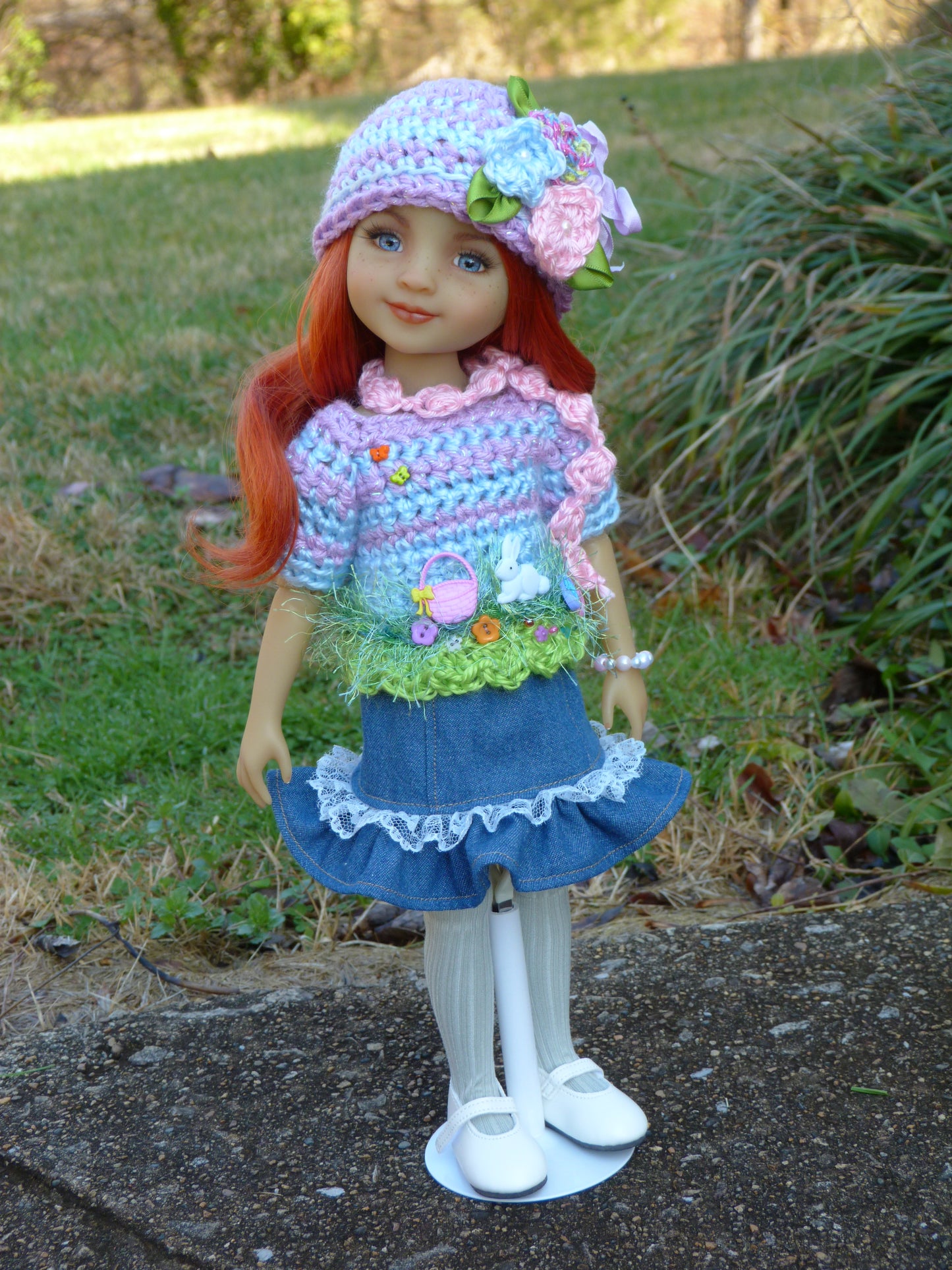 Easter Egg Hunt Outfit Handmade to fit 14.5 Inch Ruby Red Fashion Doll