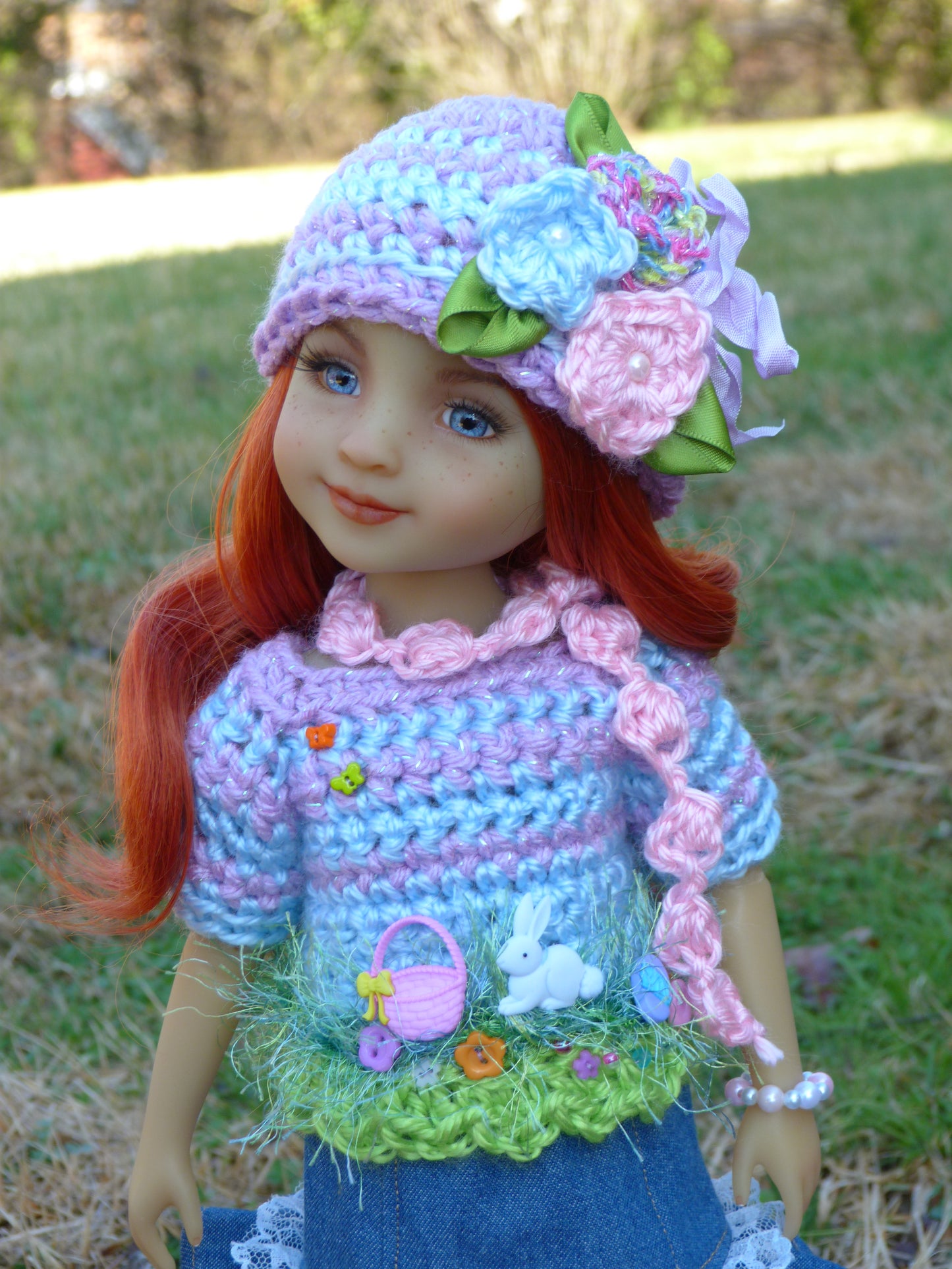 Easter Egg Hunt Outfit Handmade to fit 14.5 Inch Ruby Red Fashion Doll