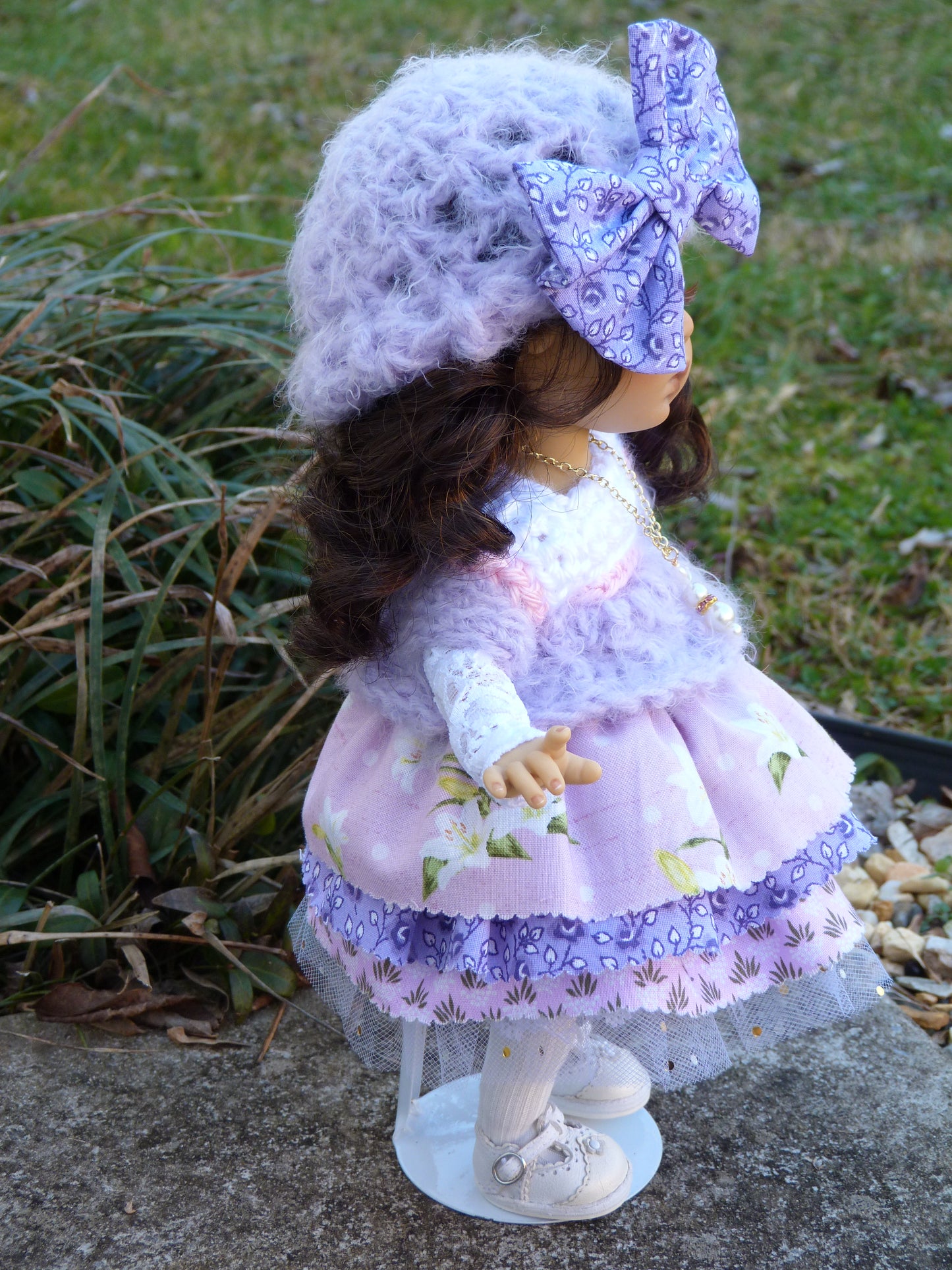 Lilies and Lavender Outfit Handmade to fit 11 Inch Dumpling Meadowdoll Clothes