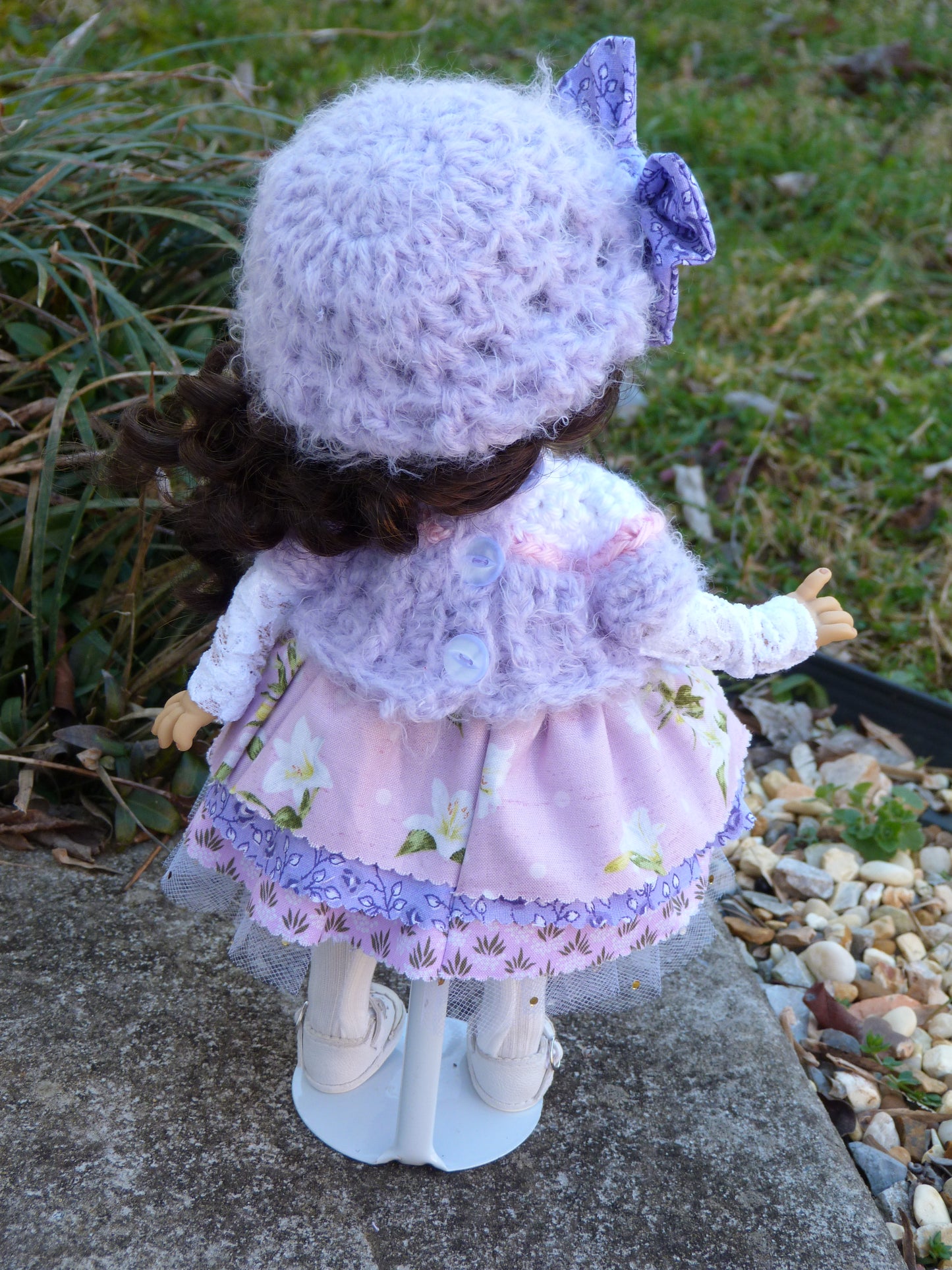 Lilies and Lavender Outfit Handmade to fit 11 Inch Dumpling Meadowdoll Clothes