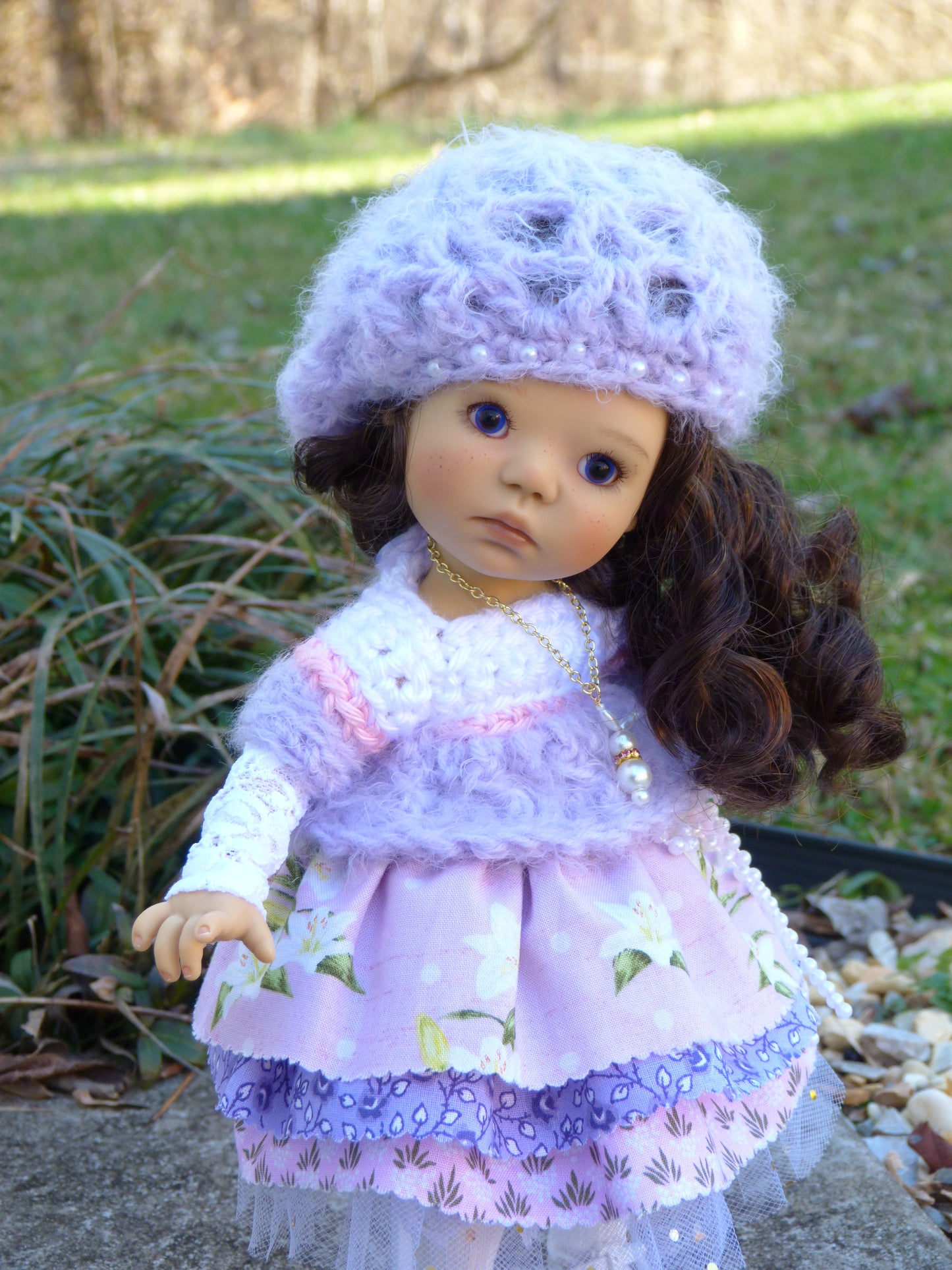 Lilies and Lavender Outfit Handmade to fit 11 Inch Dumpling Meadowdoll Clothes