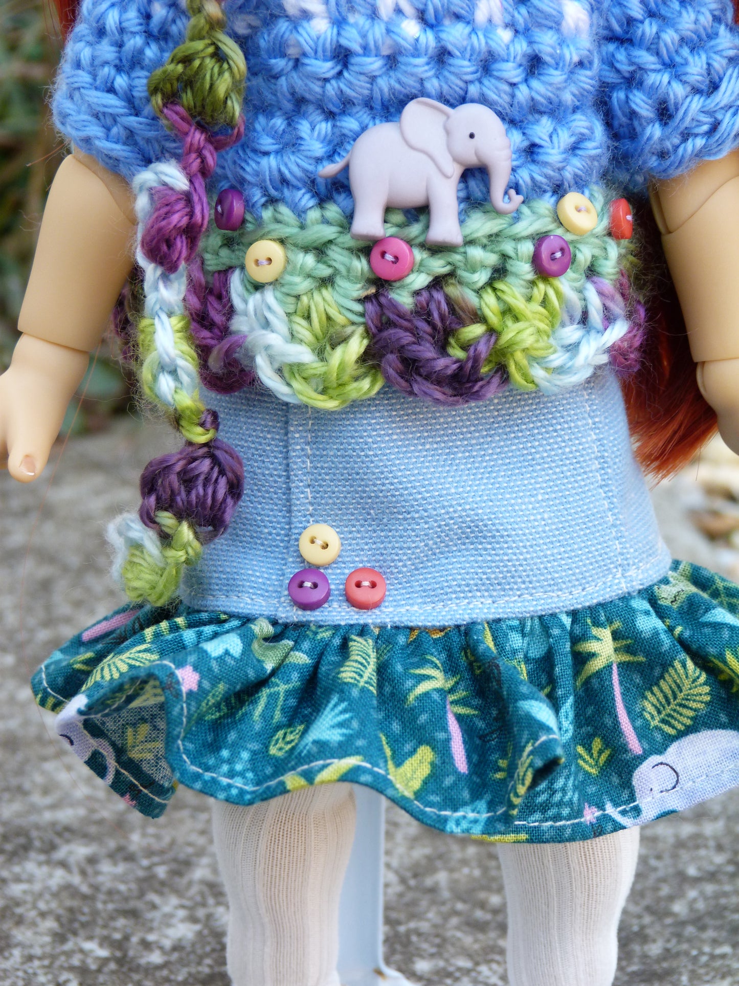 Elephant Safari Outfit Handmade to fit 11 Inch Dumpling Meadowdoll or 13 Inch Little Darling DollSpring Clothes