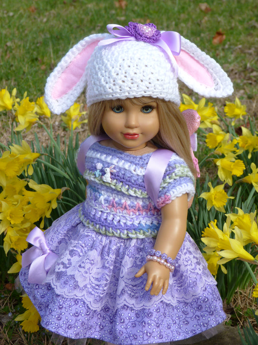 Spring Bunny Outfit for 18 Inch Doll Easter Clothes Handmade to fit American Girl