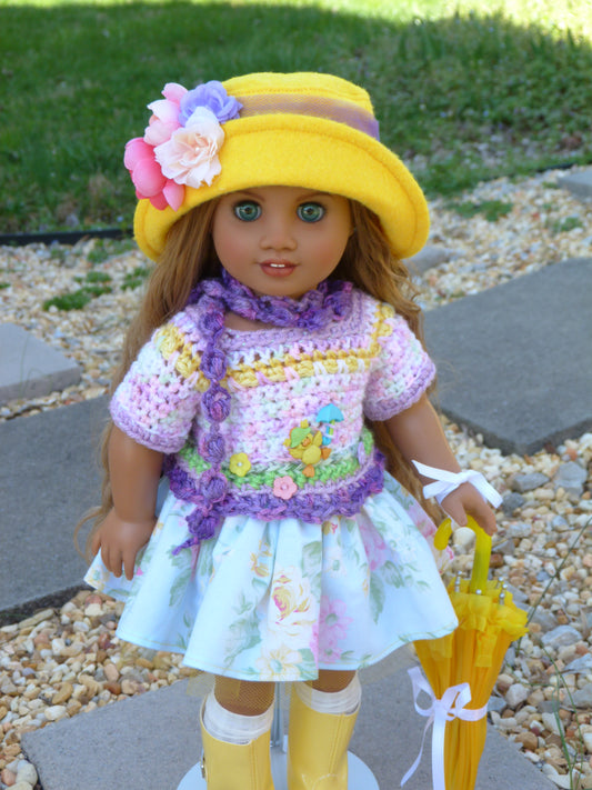 April Showers Spring Outfit for 18 Inch Doll Easter Clothes Handmade to fit American Girl