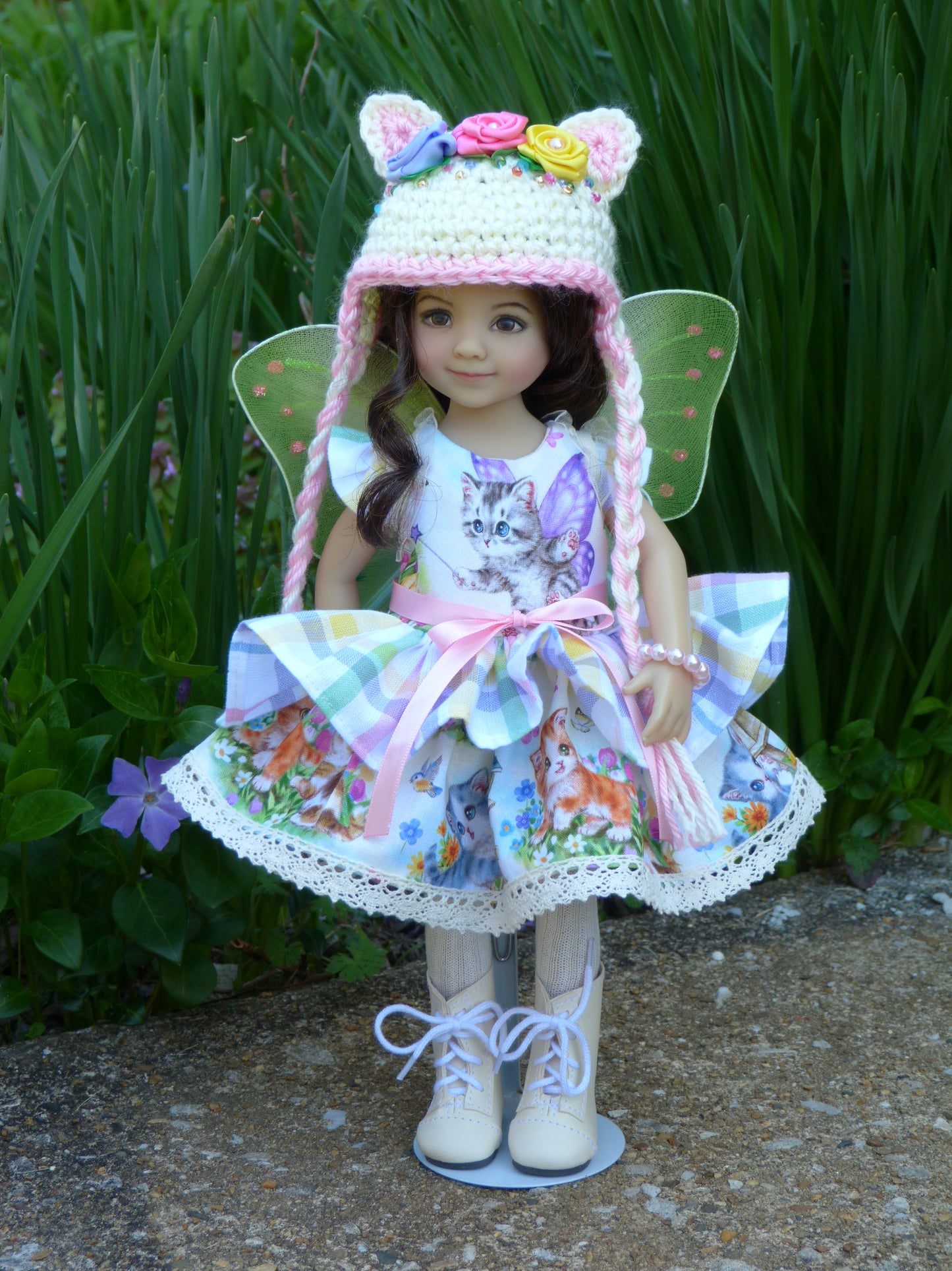 Spring Fairy Cat-mother Outfit Handmade to fit 13 Inch Little Darling Doll