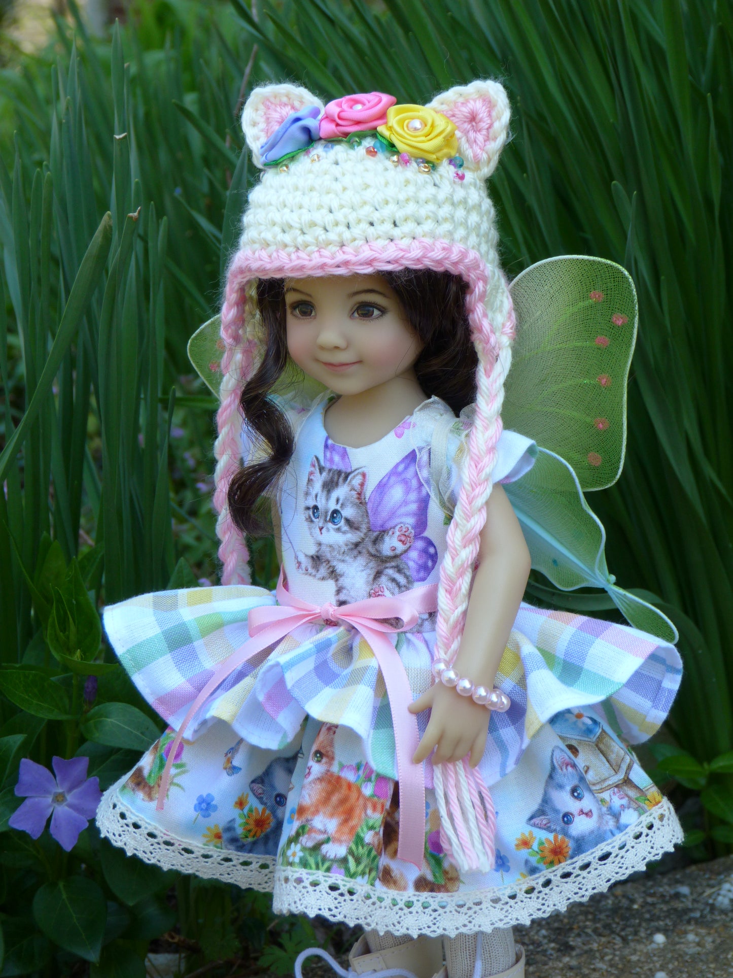 Spring Fairy Cat-mother Outfit Handmade to fit 13 Inch Little Darling Doll