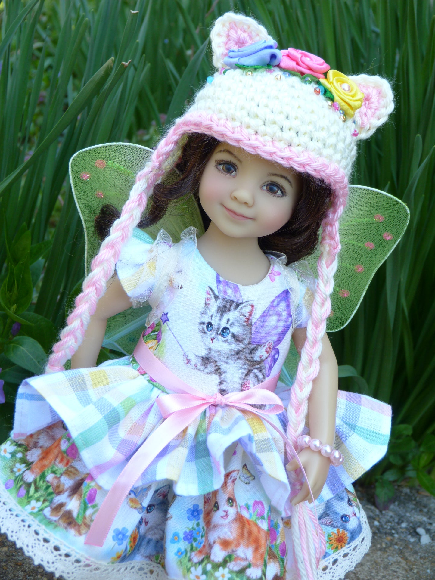 Spring Fairy Cat-mother Outfit Handmade to fit 13 Inch Little Darling Doll