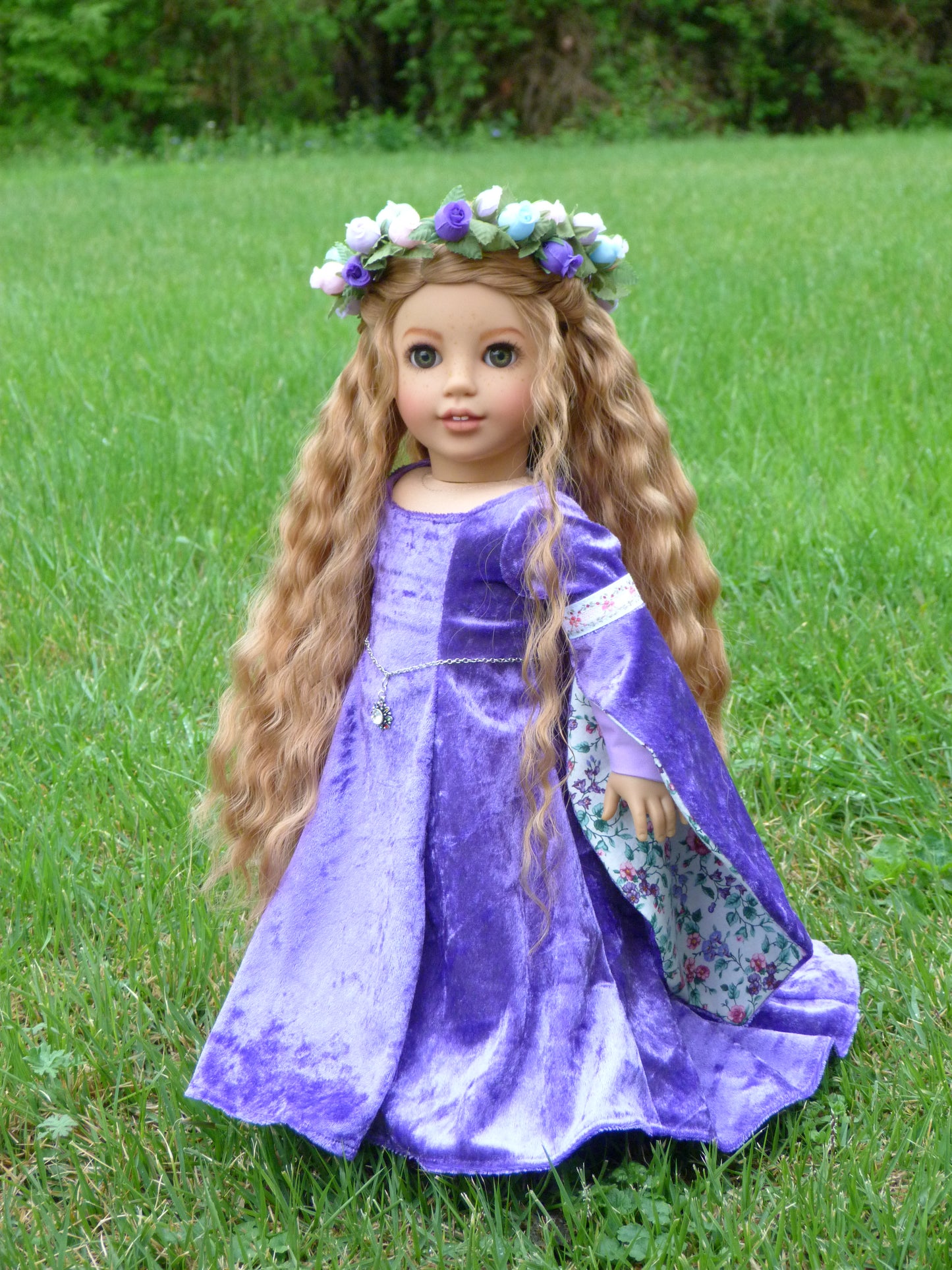 OOAK American Girl 18 Inch Doll Hand Painted Eyes Custom Hair Corinne Repaint Violet