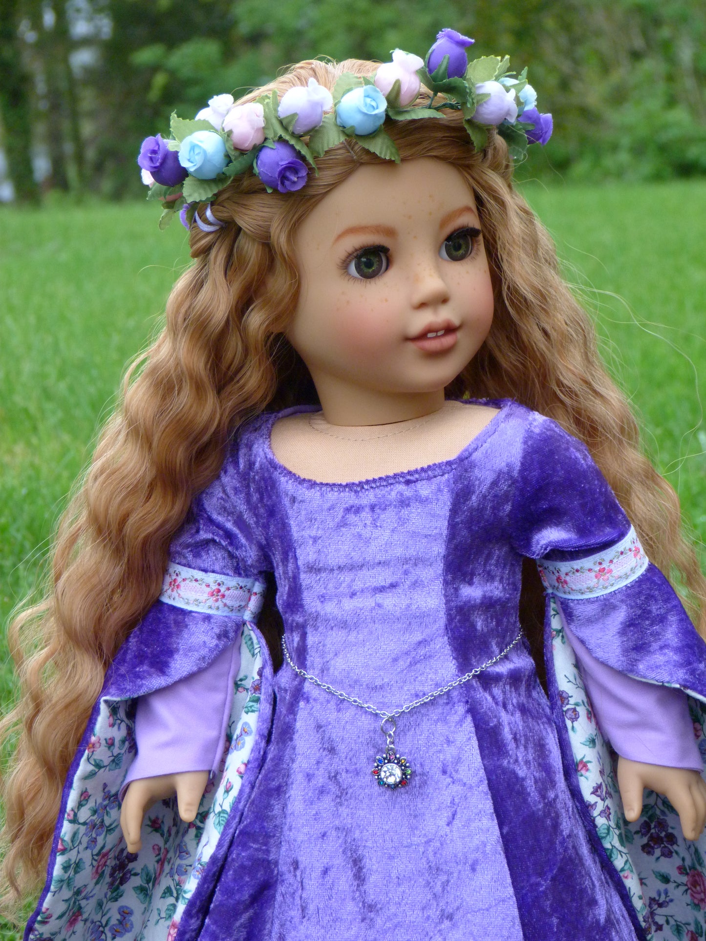 OOAK American Girl 18 Inch Doll Hand Painted Eyes Custom Hair Corinne Repaint Violet