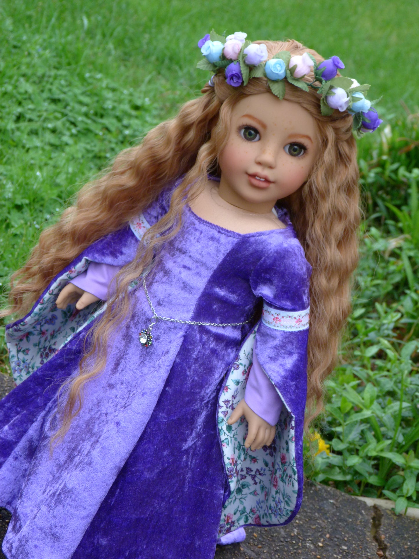 OOAK American Girl 18 Inch Doll Hand Painted Eyes Custom Hair Corinne Repaint Violet