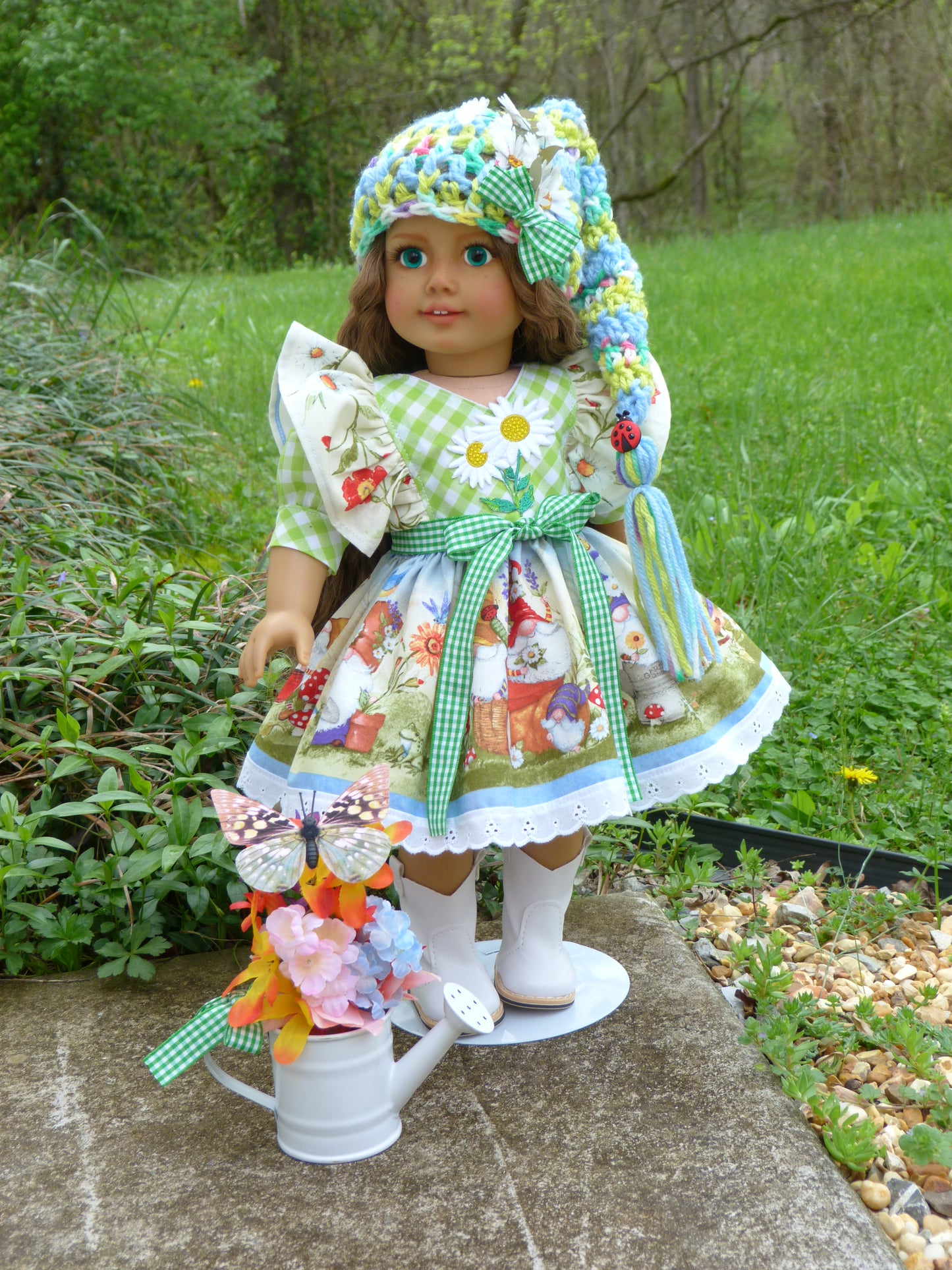 Garden Friends Spring Gnome Outfit for 18 Inch Doll Clothes Handmade to fit American Girl