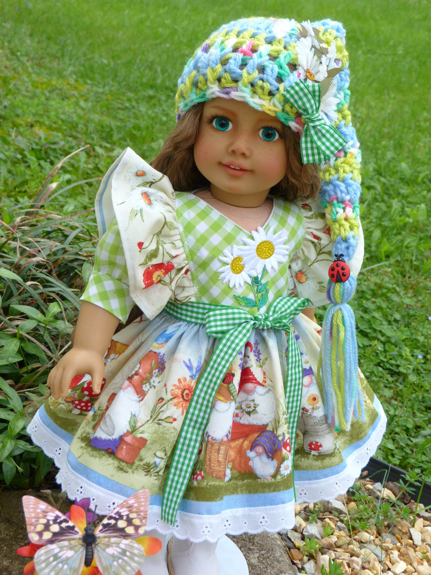 Garden Friends Spring Gnome Outfit for 18 Inch Doll Clothes Handmade to fit American Girl