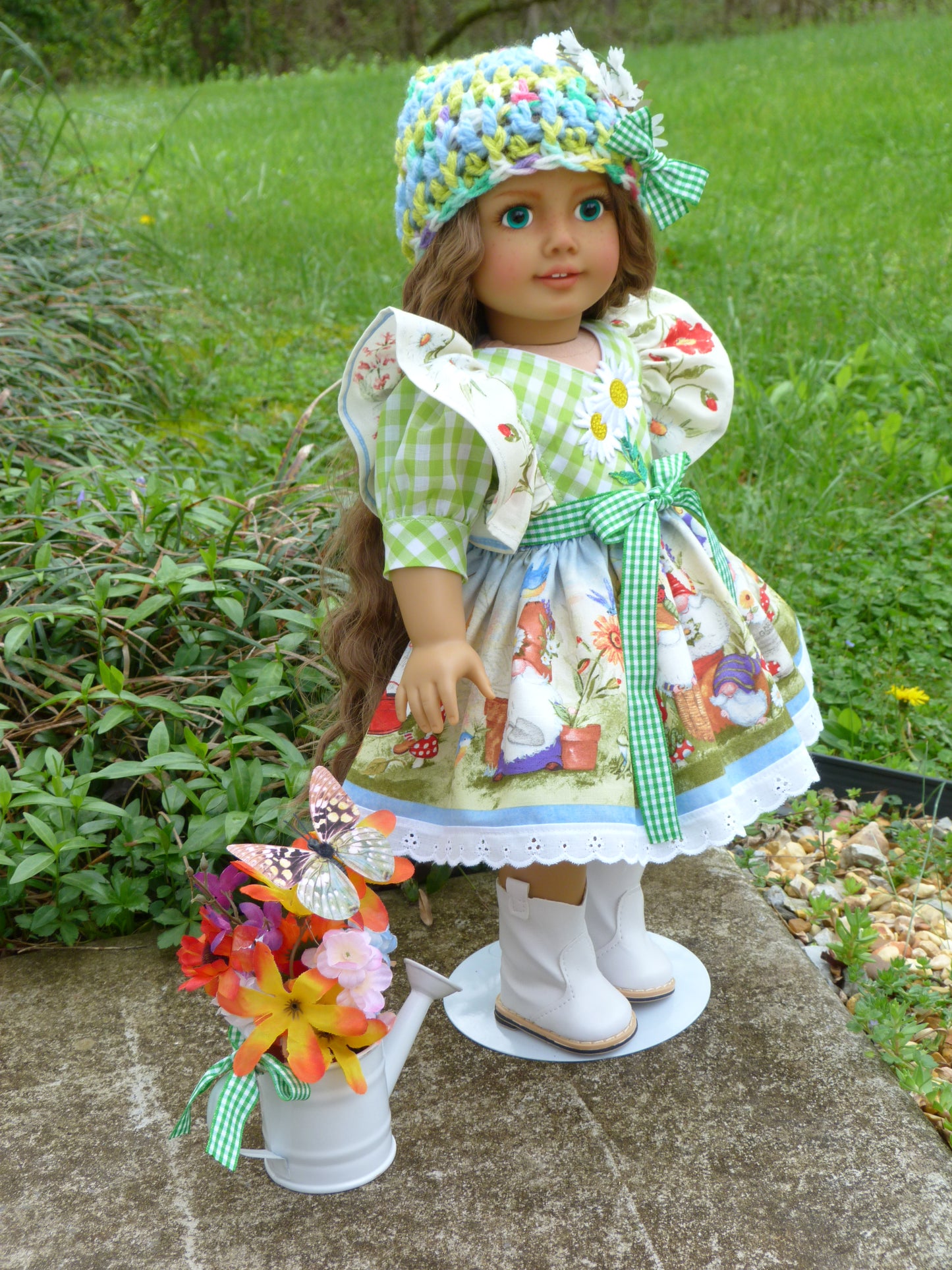 Garden Friends Spring Gnome Outfit for 18 Inch Doll Clothes Handmade to fit American Girl