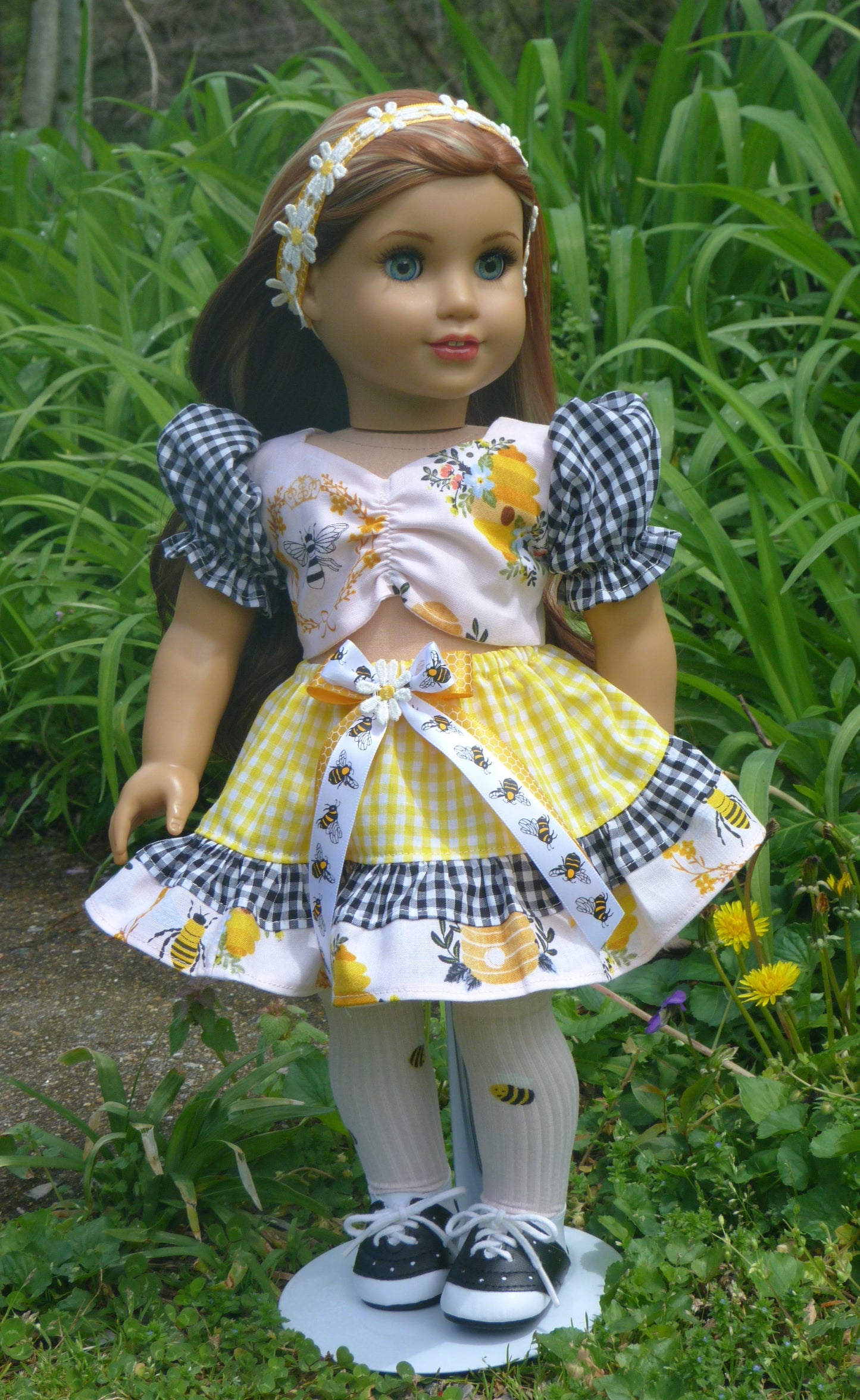 Garden Friends Spring Honey Bee Outfit for 18 Inch Doll Clothes Handmade to fit American Girl