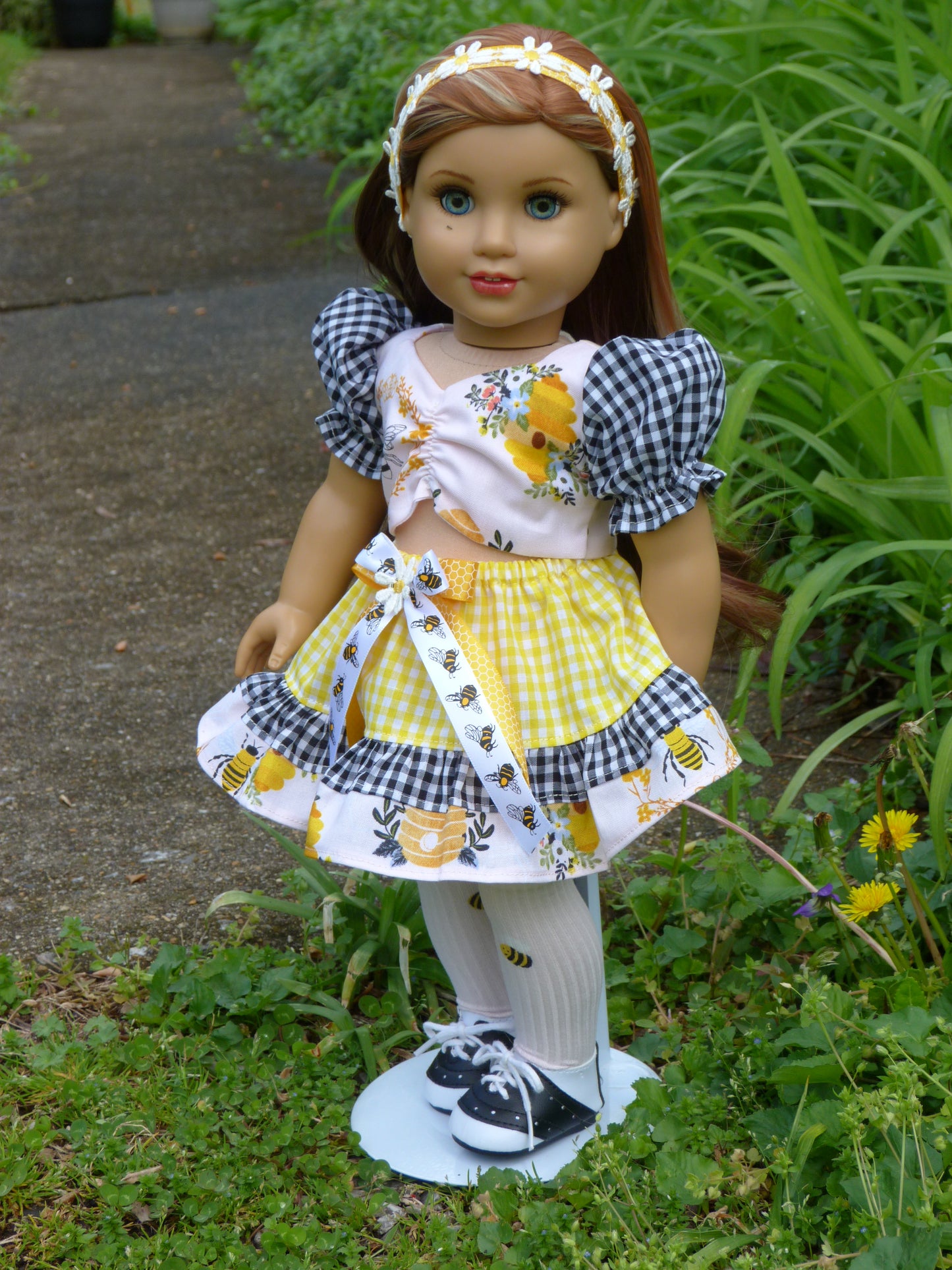 Garden Friends Spring Honey Bee Outfit for 18 Inch Doll Clothes Handmade to fit American Girl