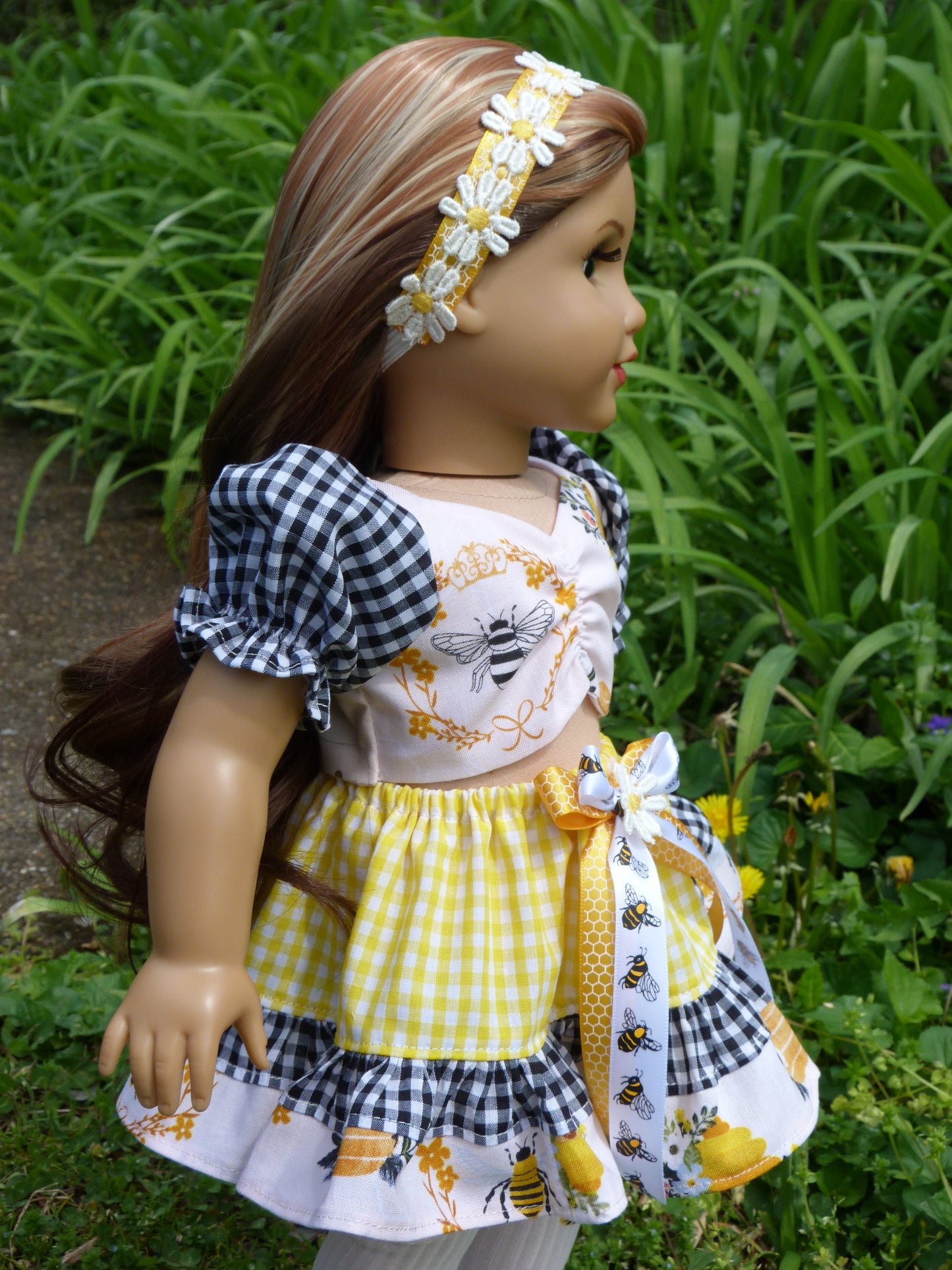 Garden Friends Spring Honey Bee Outfit for 18 Inch Doll Clothes Handmade to fit American Girl