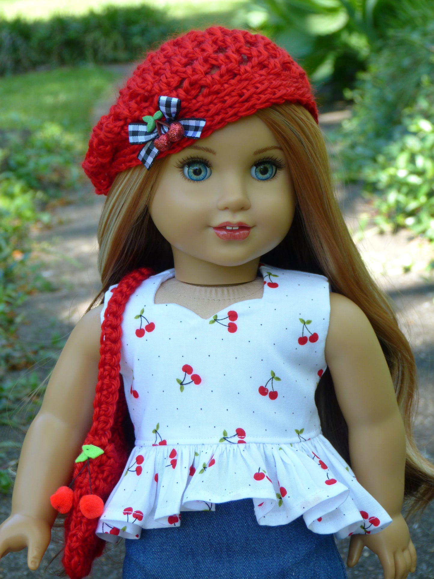 Summer Cherry Outfit for 18 Inch Doll Clothes Handmade to fit American Girl