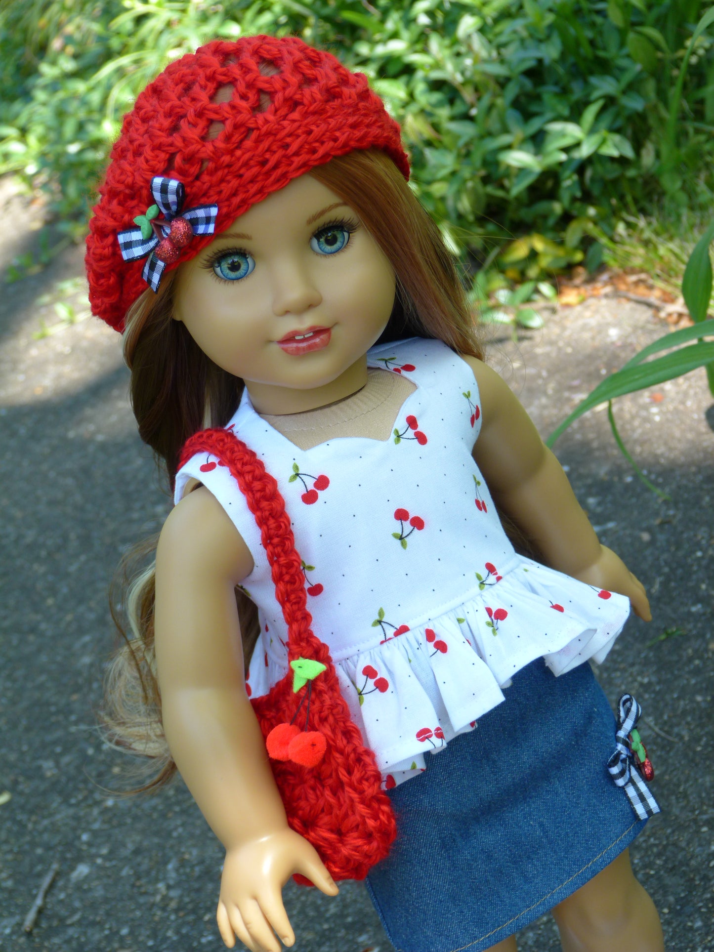 Summer Cherry Outfit for 18 Inch Doll Clothes Handmade to fit American Girl