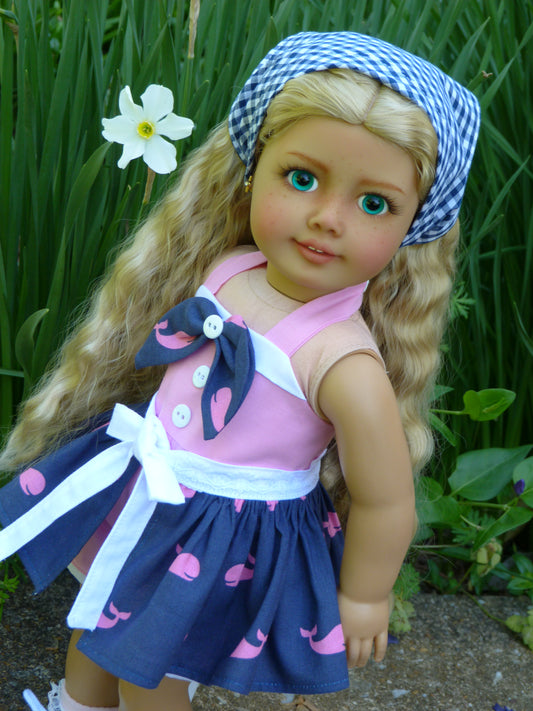 Summer Whale Watching Outfit for 18 Inch Doll Clothes Handmade to fit American Girl