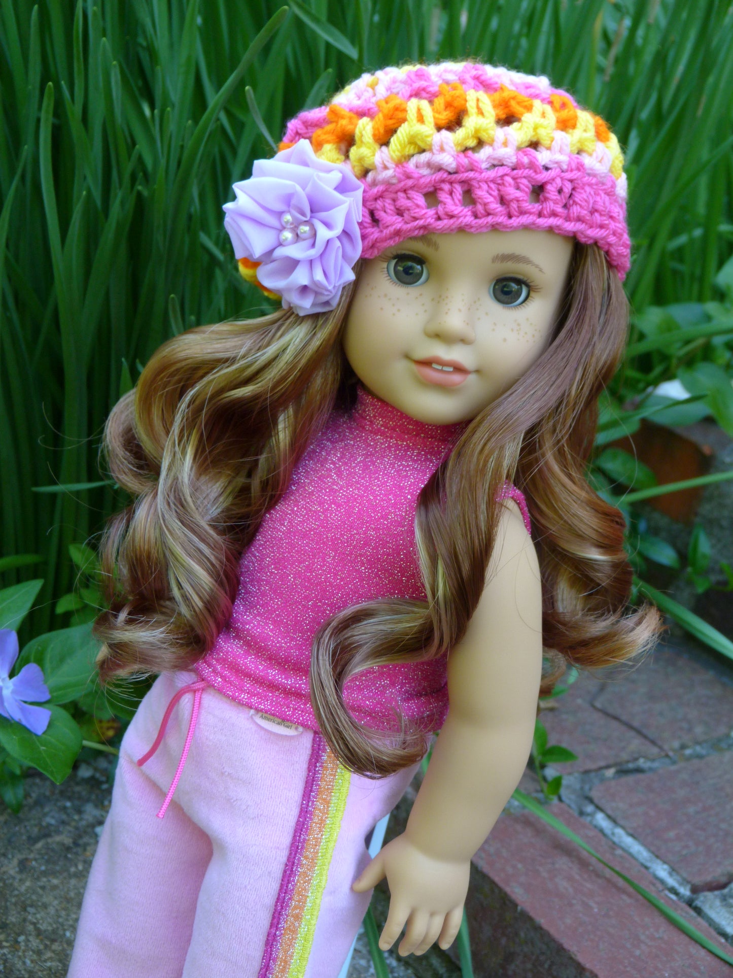 Handmade Crocheted Doll Hat for 18 Inch Doll such as American Girl Lila