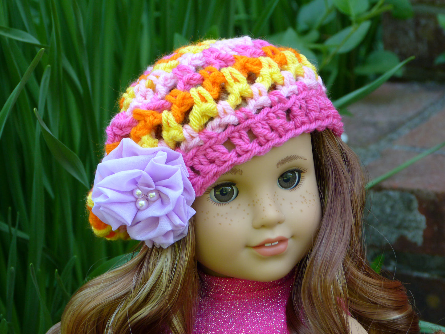 Handmade Crocheted Doll Hat for 18 Inch Doll such as American Girl Lila