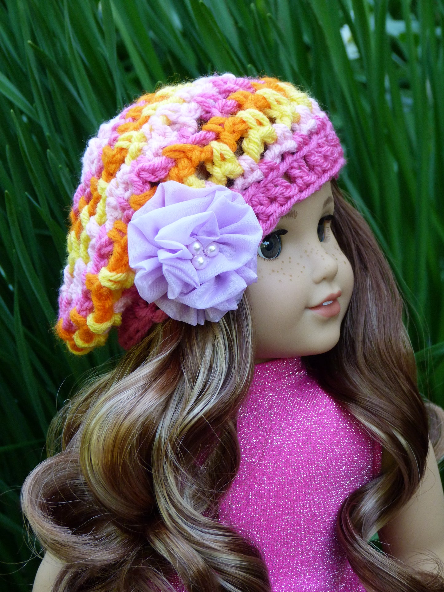 Handmade Crocheted Doll Hat for 18 Inch Doll such as American Girl Lila