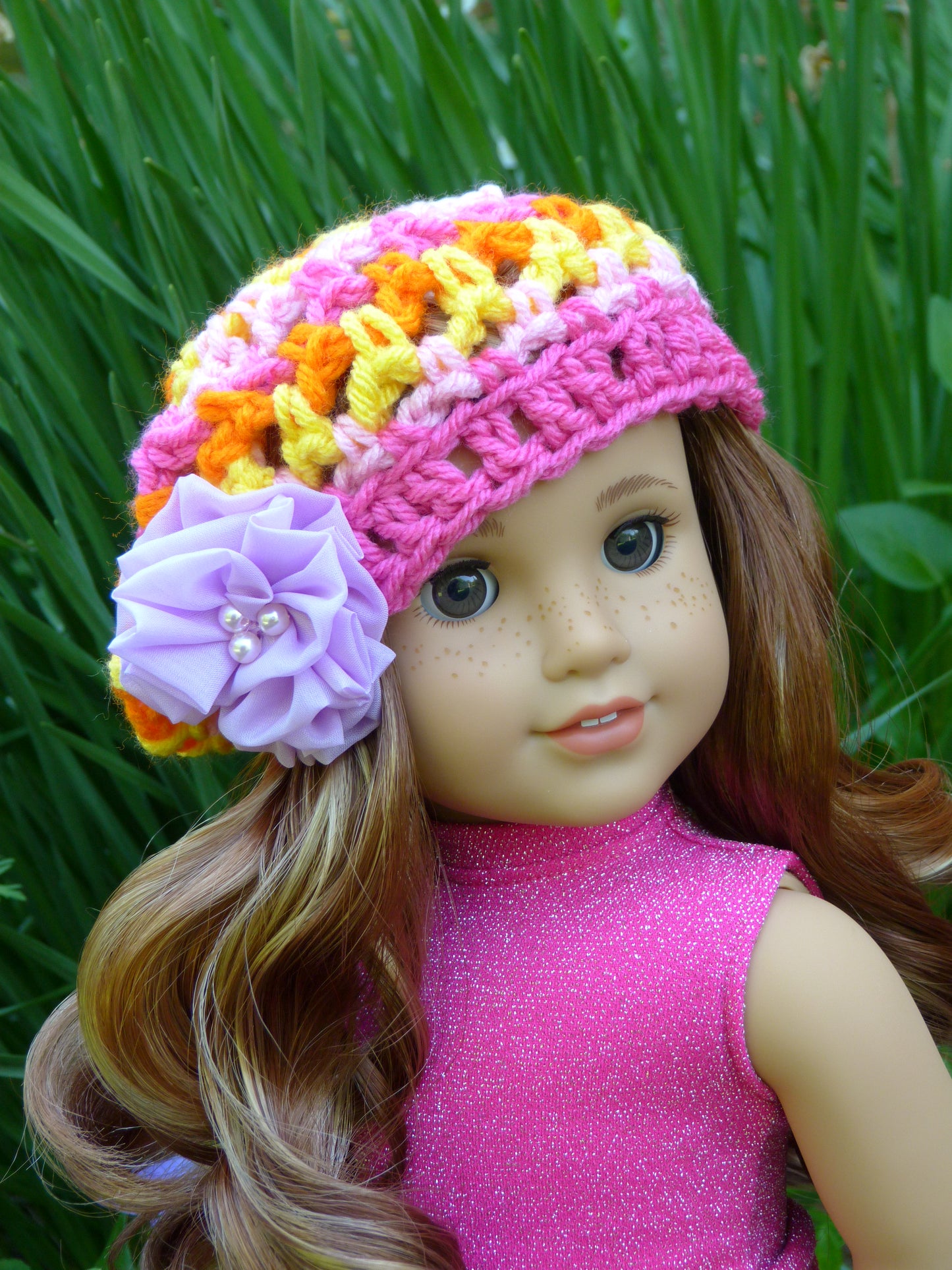 Handmade Crocheted Doll Hat for 18 Inch Doll such as American Girl Lila