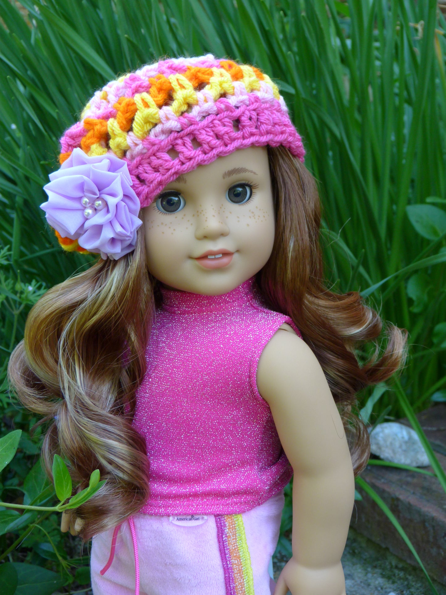 Handmade Crocheted Doll Hat for 18 Inch Doll such as American Girl Lila