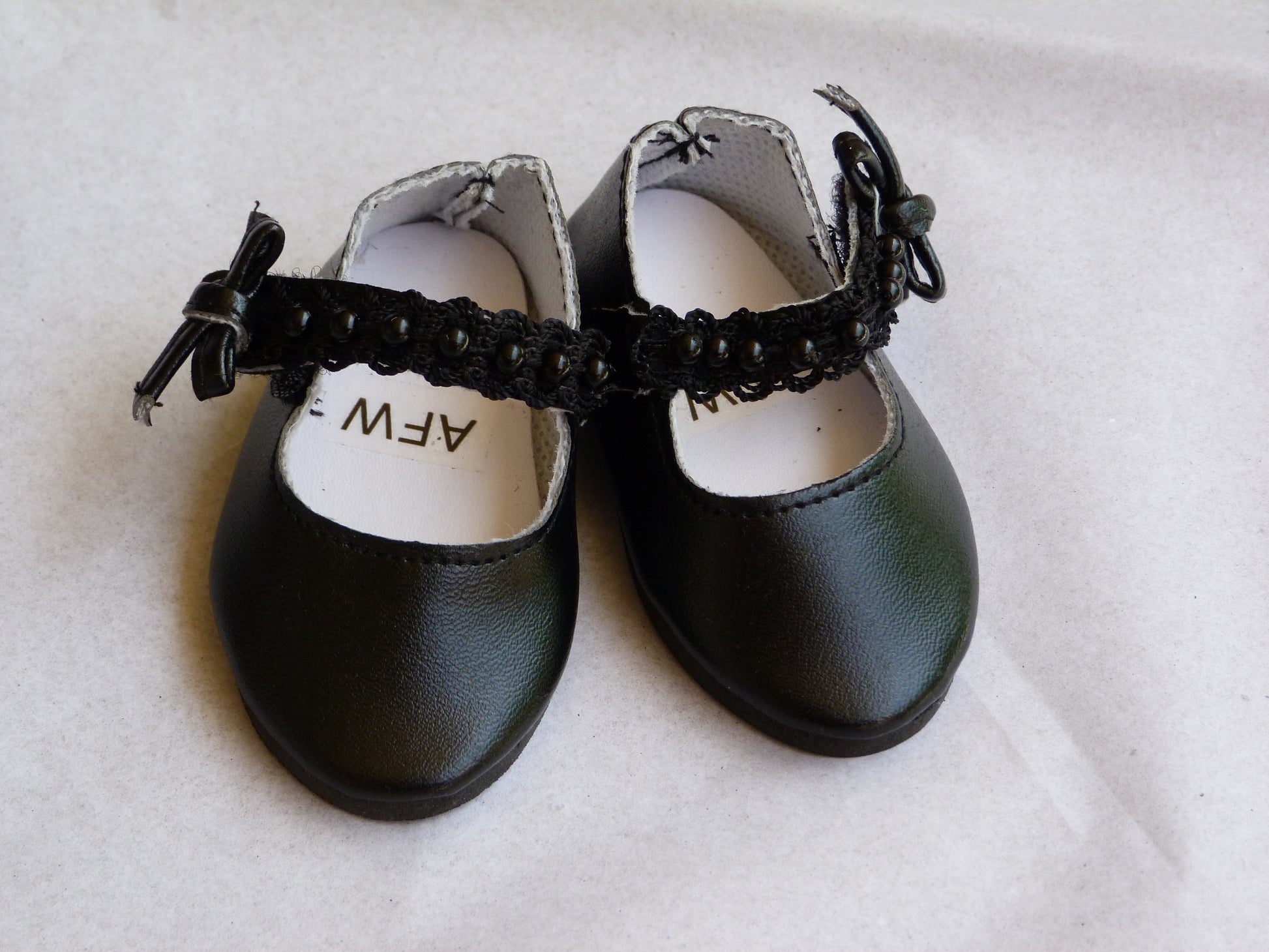 Black Lace and Pearl Dress Shoes for 18 Inch Doll Fits American Girl American Doll Dreams Black Lace and Pearl Dress Shoes for 18 Inch Doll Fits American Girl American Doll Dreams