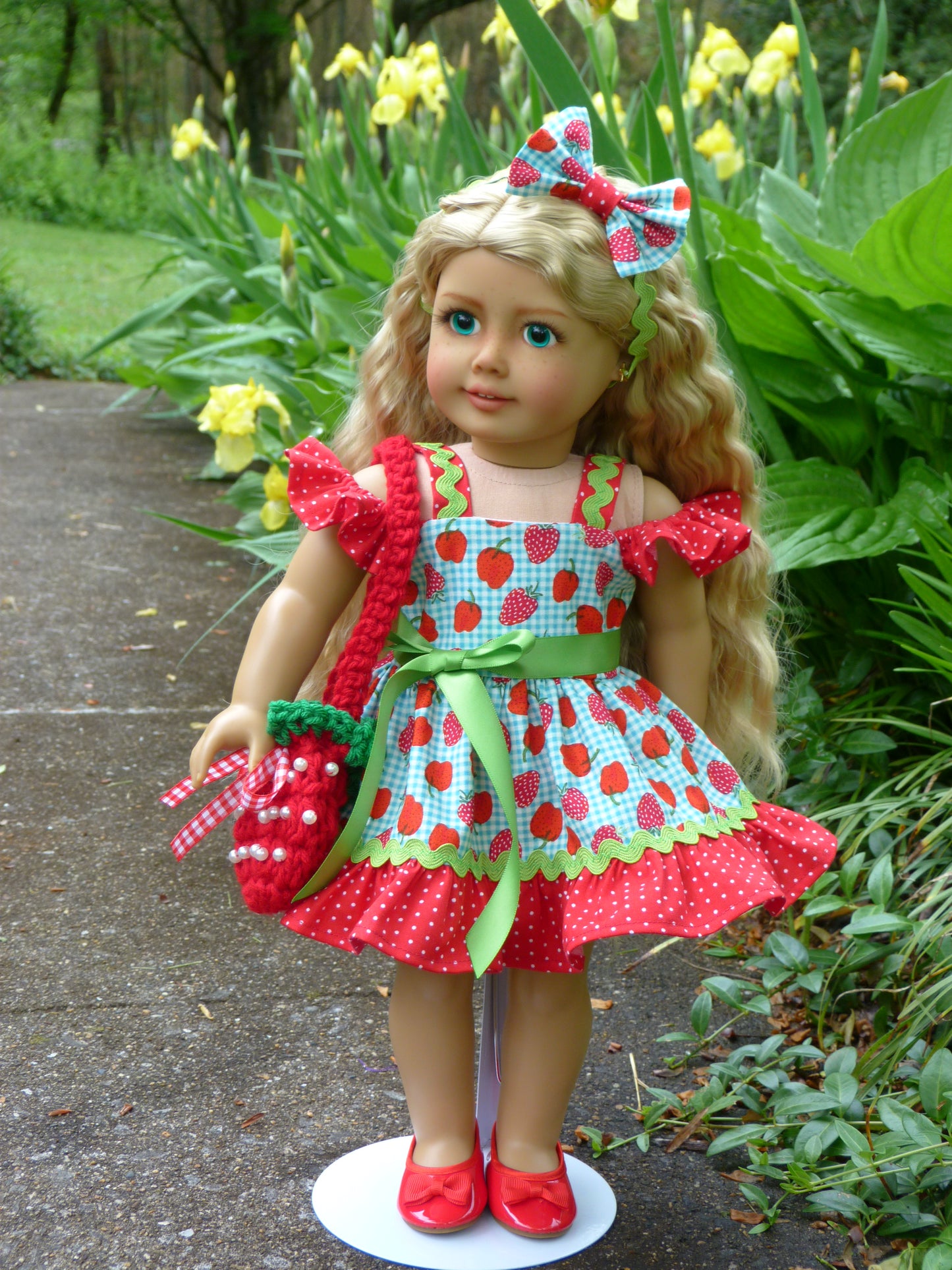 Summer Strawberry Outfit for 18 Inch Doll Handmade to fit American Girl