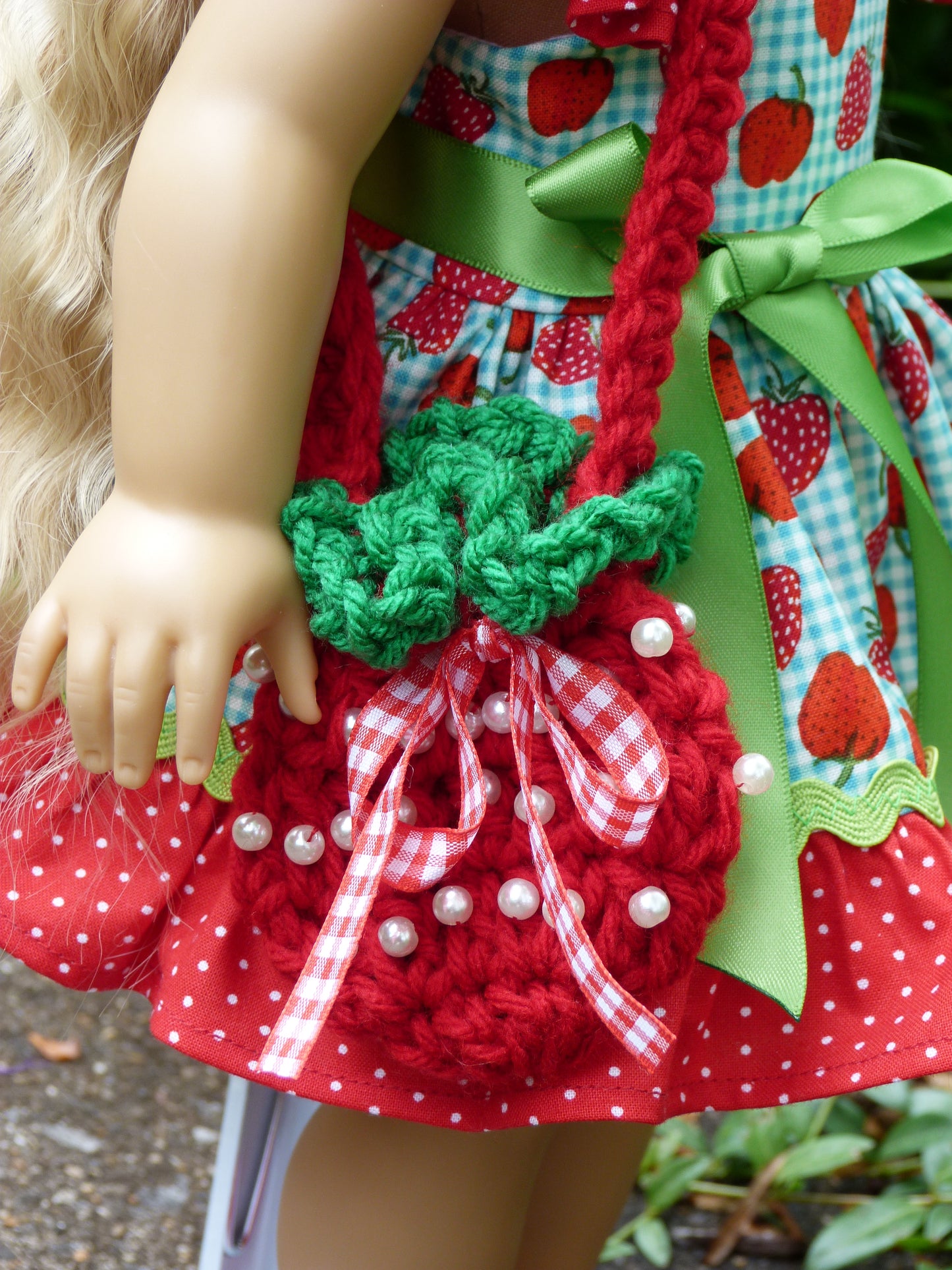 Summer Strawberry Outfit for 18 Inch Doll Handmade to fit American Girl