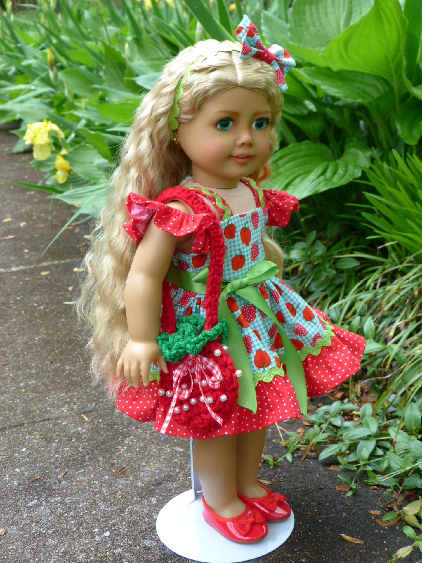 Summer Strawberry Outfit for 18 Inch Doll Handmade to fit American Girl