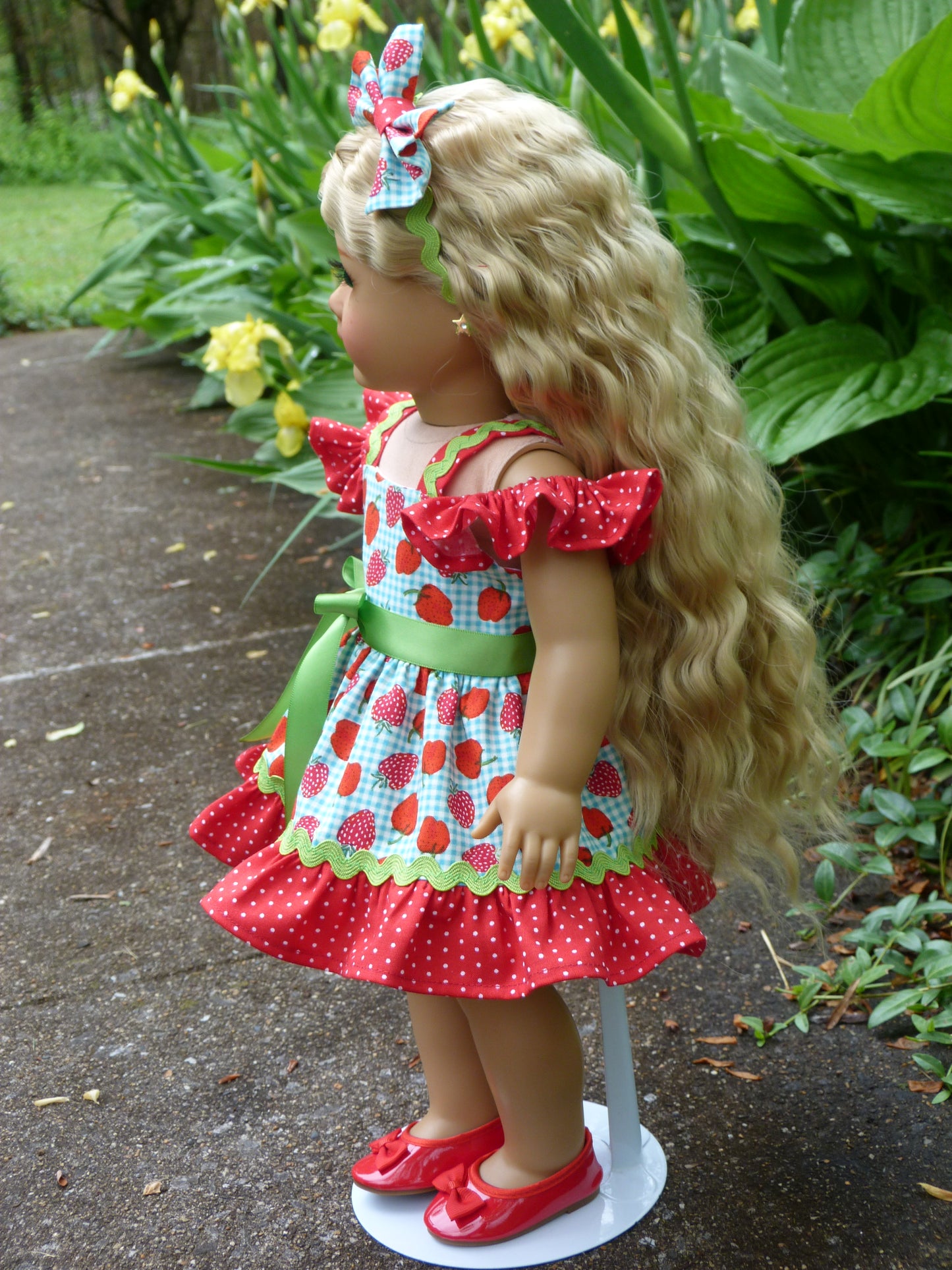 Summer Strawberry Outfit for 18 Inch Doll Handmade to fit American Girl